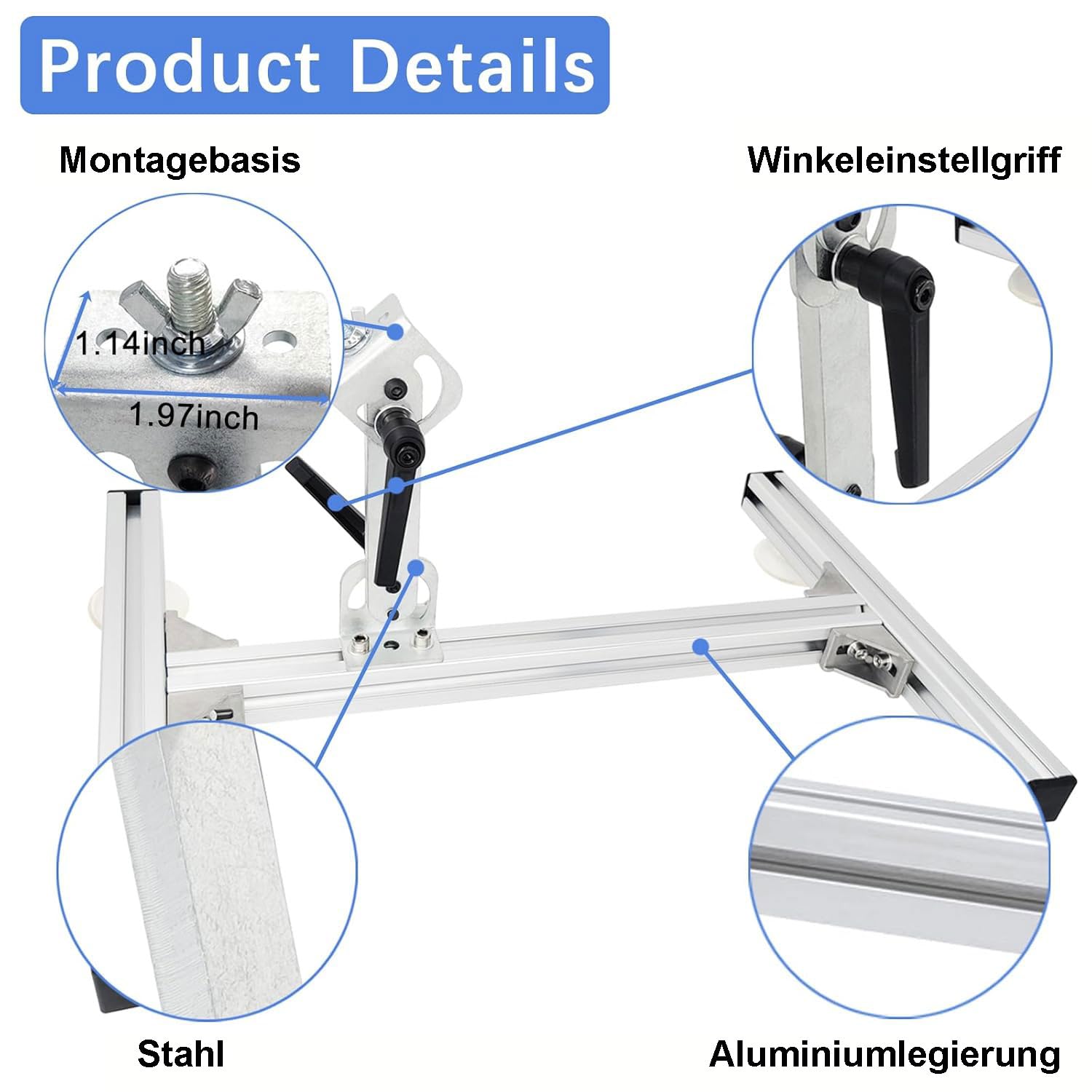 Ángulo ajustable de aleación de aluminio Material Stand Kit para pistón alternativo Actuador lineal