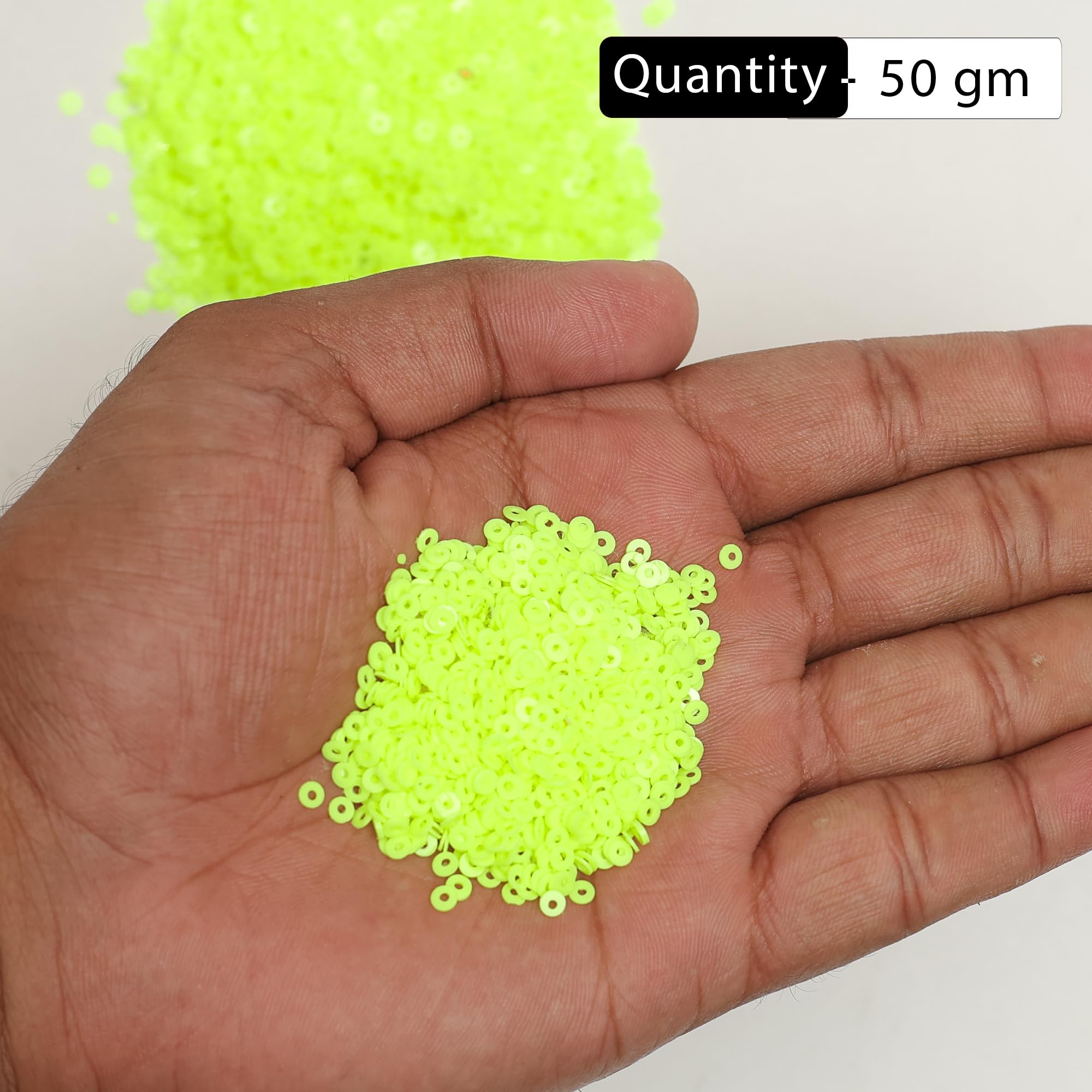 Embroiderymaterial 2.5MM Sequins Sitara for Craft, Embroidery, and Jewellery Making (Sunny Lime, 50 Gram) 2
