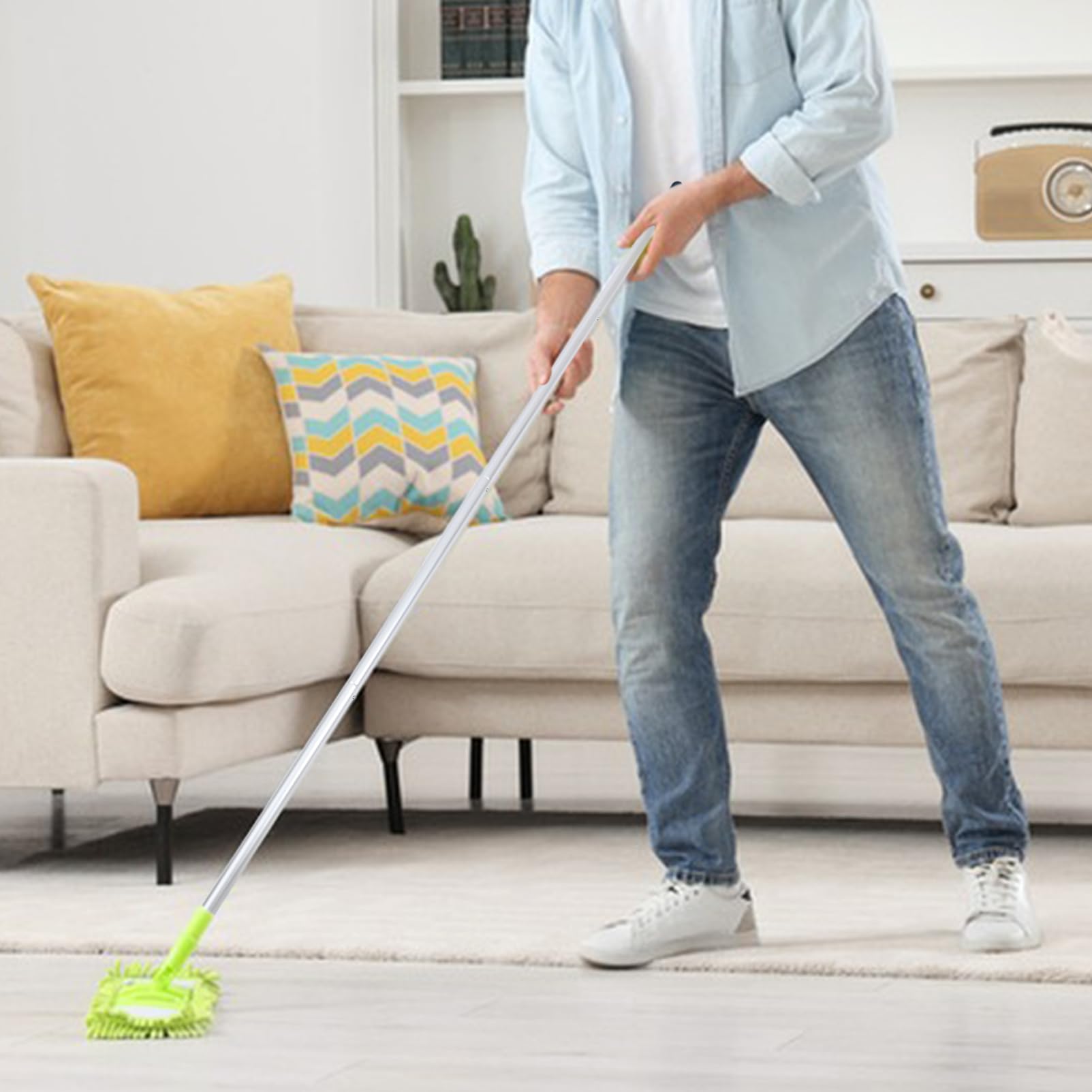 Unomor 1Set Detachable Mop Handle Extendable Stainless Steel Mop Pole for Convenient Cleaning Ergonomic Grip Compatible with Various Mop Heads and Easy to Use