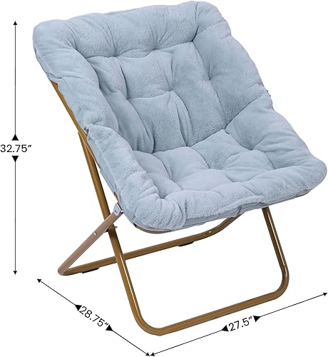 Miniatura 3 de Flash Furniture Archer - Silla Saucer con marco de acero plegable, silla portátil de gran tamaño, para dormitorio o dormitorio, 28 pulgadas, piel