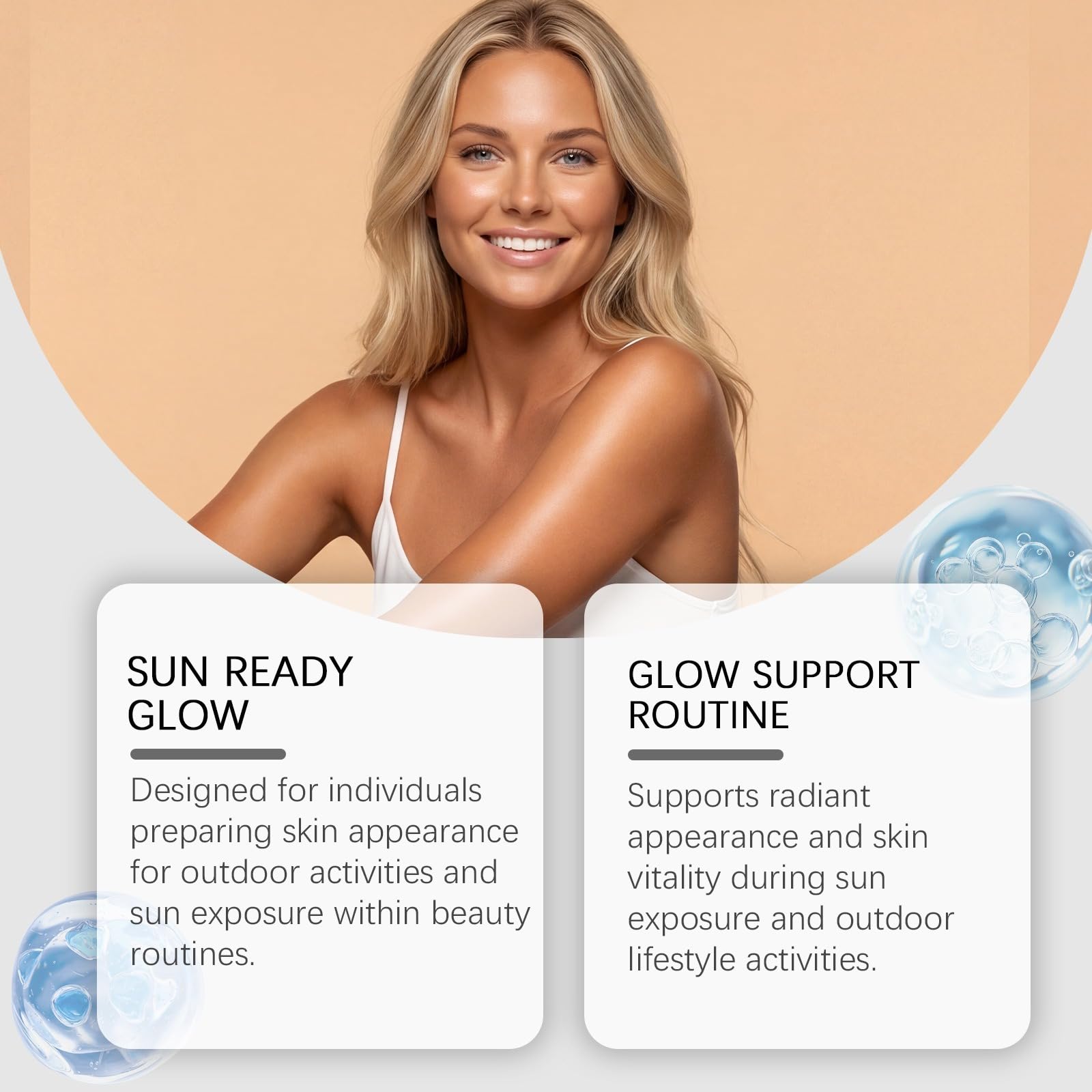 Gummies bronceadoresbronceado rápido sin sol, bronceadores para mujeresmezcla de astaxantina, betacaroteno y licopeno, brillo de la piel e hidratación para un brillo natural,