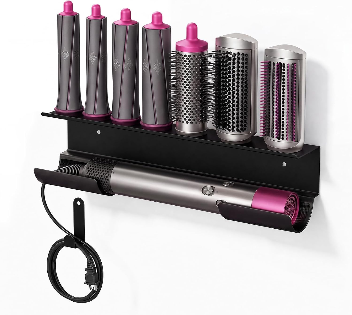 Wall Mount Holder for Dyson Airwrap Hair Styler with 7 Slots&Cord Organizer
