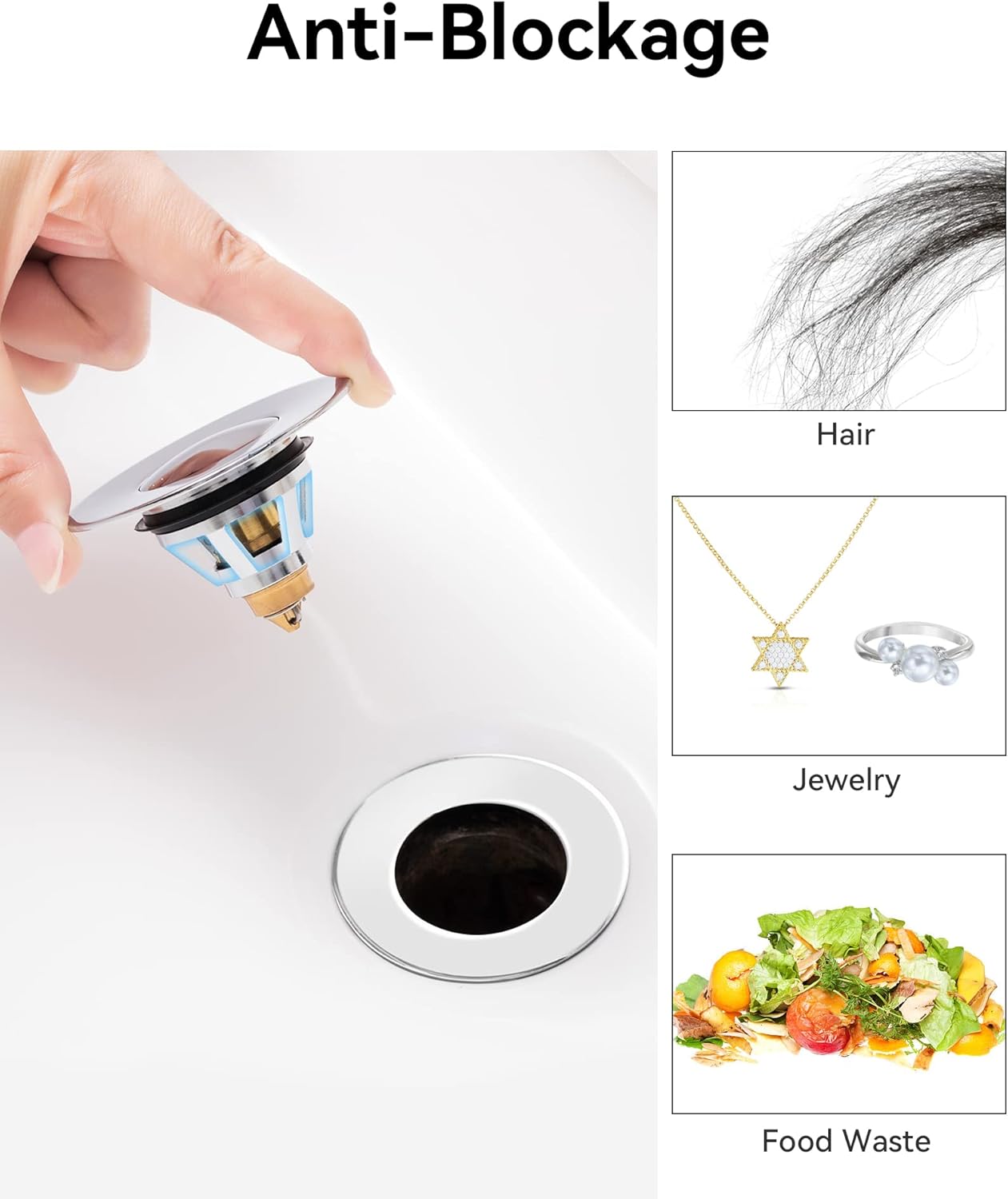 Magichome Sink Plug 2Pcs, Universal Pop Up Sink Plug for 3544mm Drain