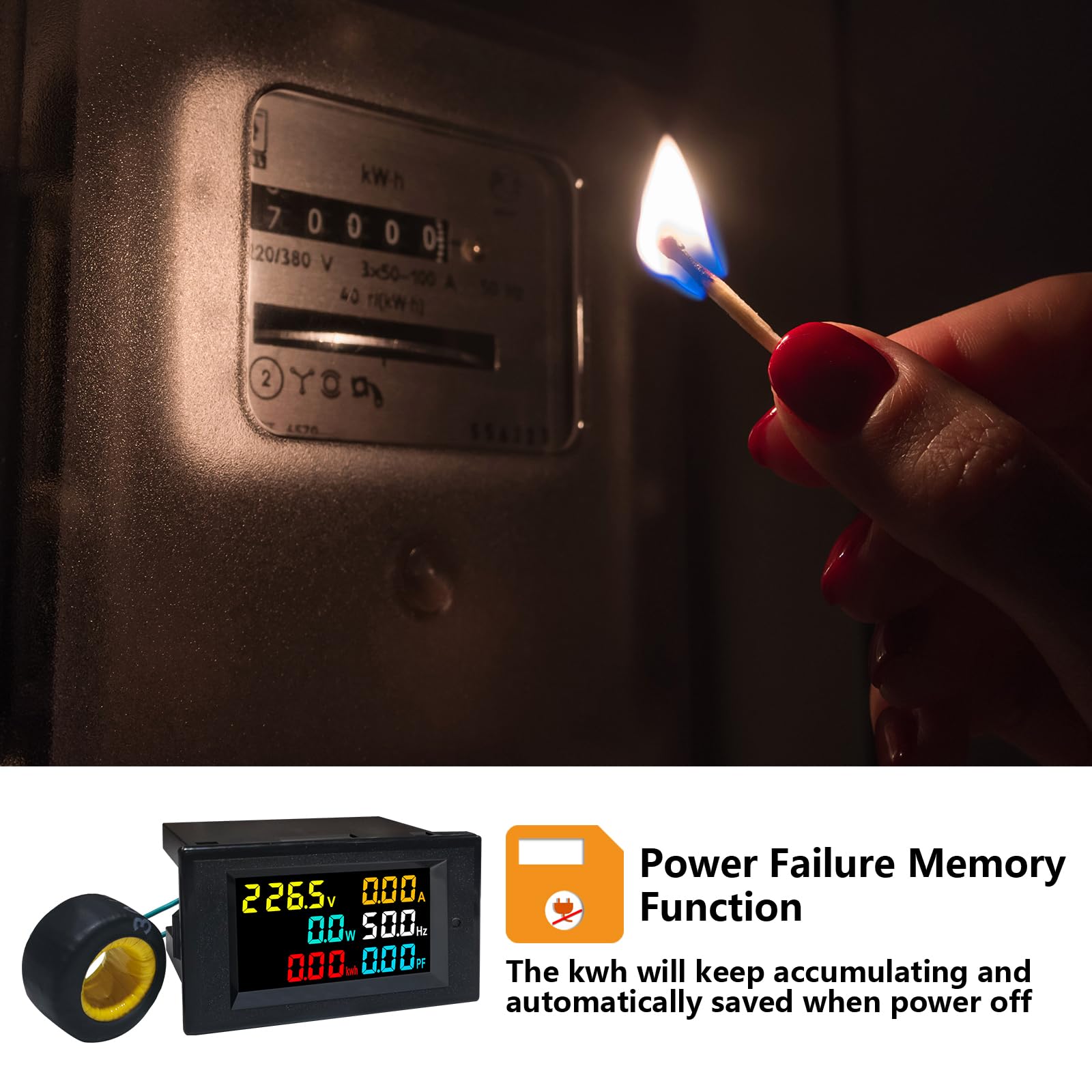 KETOTEK 6 in 1 AC Wattmetro Contatore Energia Elettrica 40-300V 100A Misuratore di Tensione Digitale Amperometro Voltmetro Multimetro