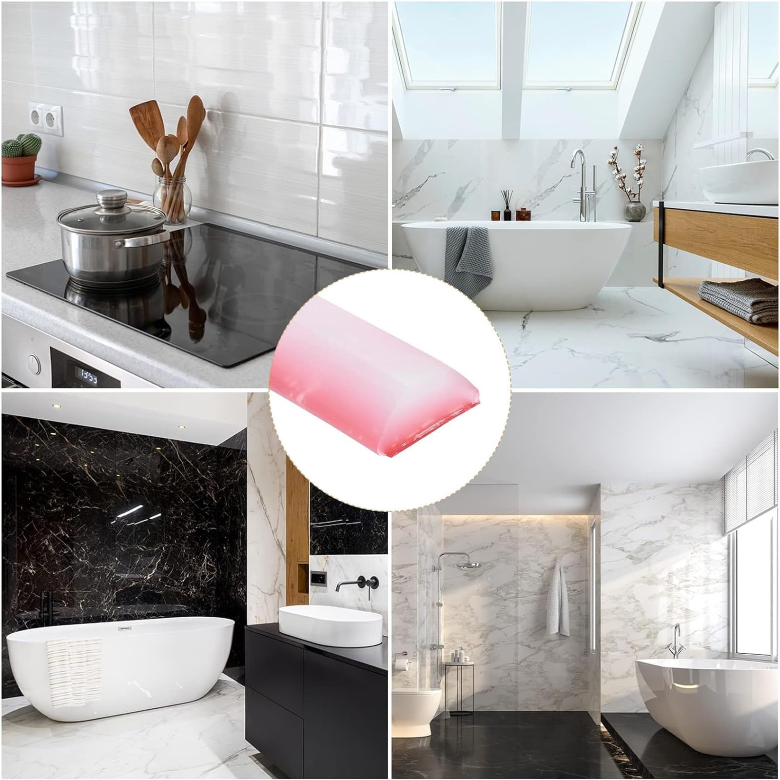 Striscia impermeabile per bagno, Striscia autoadesiva per bagno Striscia blocca acqua con nastro sigillante, Tappo acqua pieghevole, Striscia sigillante per doccia ( Color : Clear , Size : 260CM )