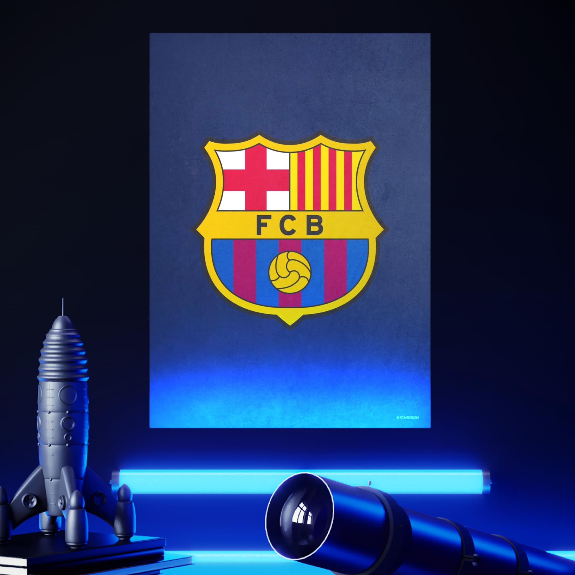Displate - Poster in metallo – Montaggio magnetico – FC Barcelona – Crest – Dimensione L – 67,5 x 48 cm opaco