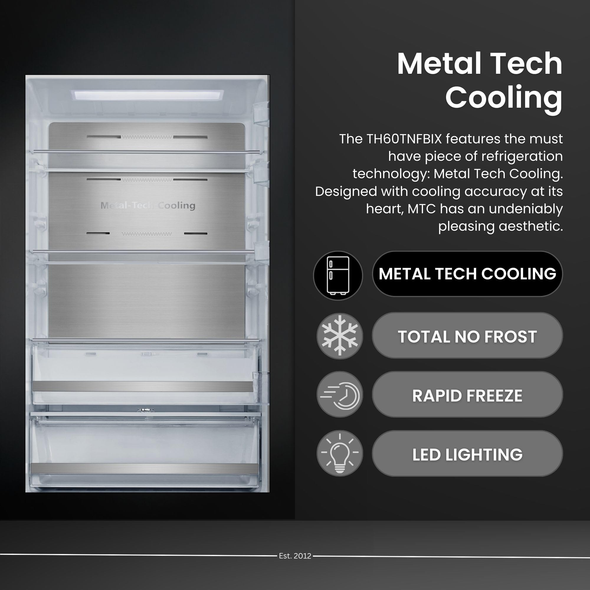 Teknix TH60TNFBIX Tall Freestanding Freezer - Upright with 274 Litre Capacity - No Frost - Suitable for Outbuildings - Metal Tech Cooling - Black Stainless Steel, 185.5H x 65.1D x 59.5W (cm) — view 6