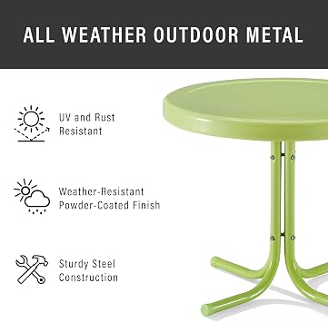 Crosley Furniture Griffith Weather Resistant Retro Metal Outdoor Side Table for Patio, Deck, Porch, Key Lime