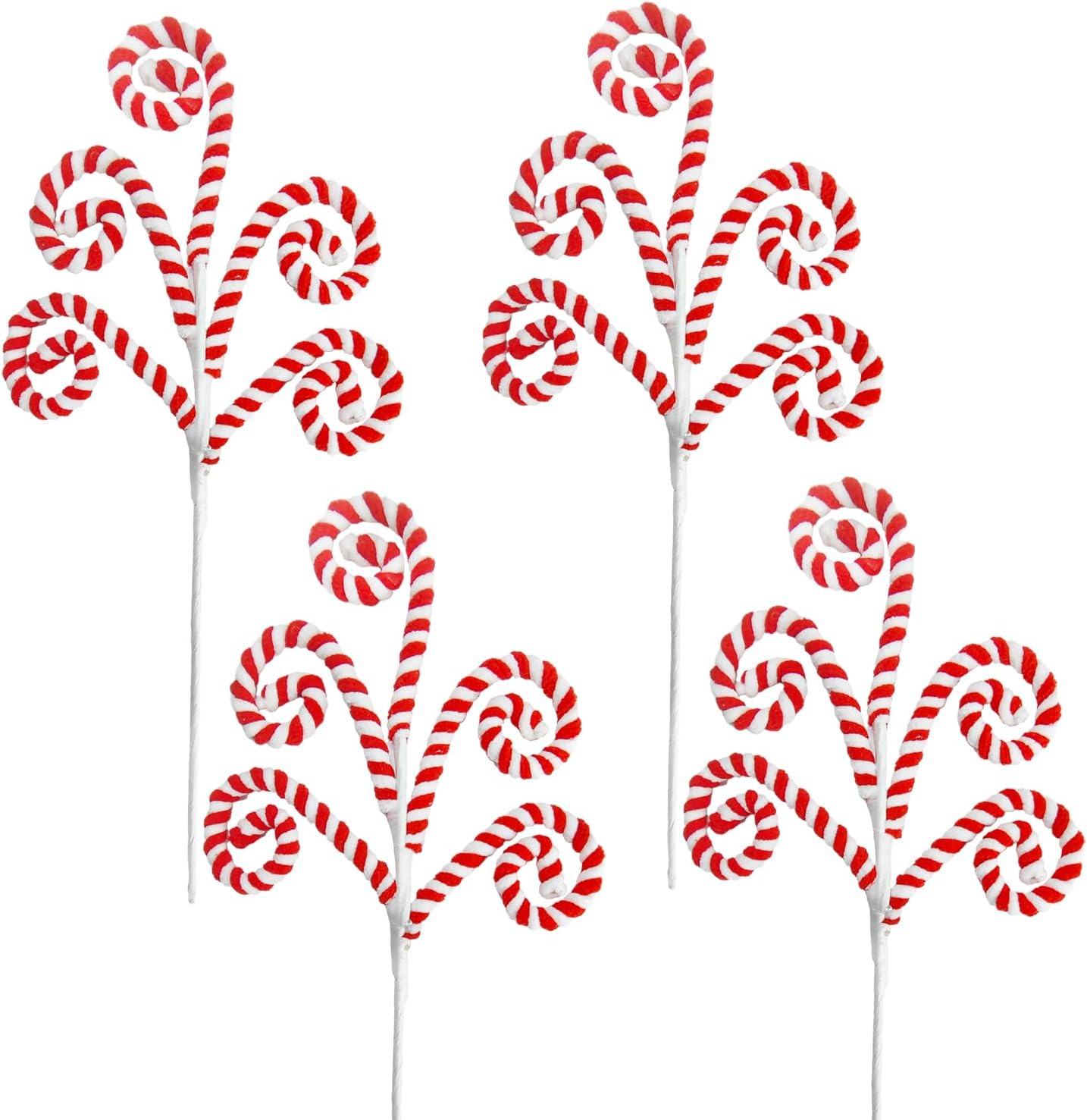 6 Pcs 16 Inch Red White Christmas Tree Picks Decoration