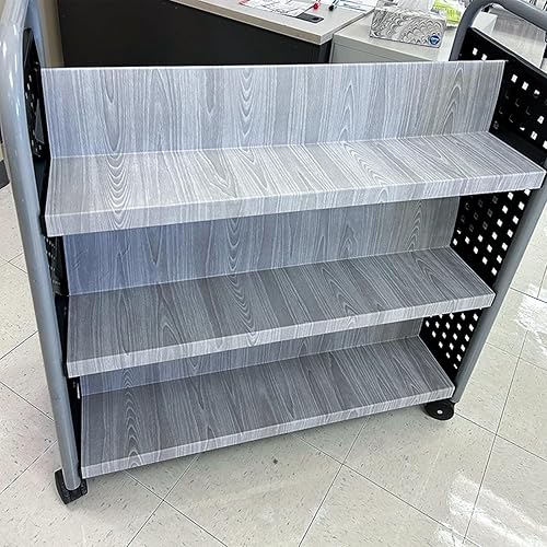 Miniatura 4 de Teemall - Adhesivo adhesivo para pared diseño de grano de madera color gris claro