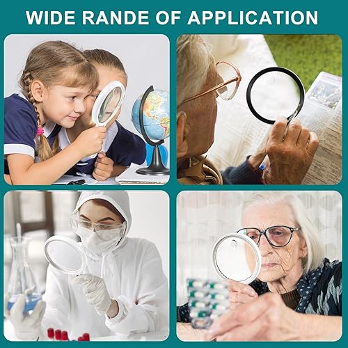 Miniatura 5 de Lupa grande con 37 luces LED, 10 x 20 x 45 X, lupa iluminada de mano con 3 modos de luz para lectura, inspección, monedas, exploración de trabajos
