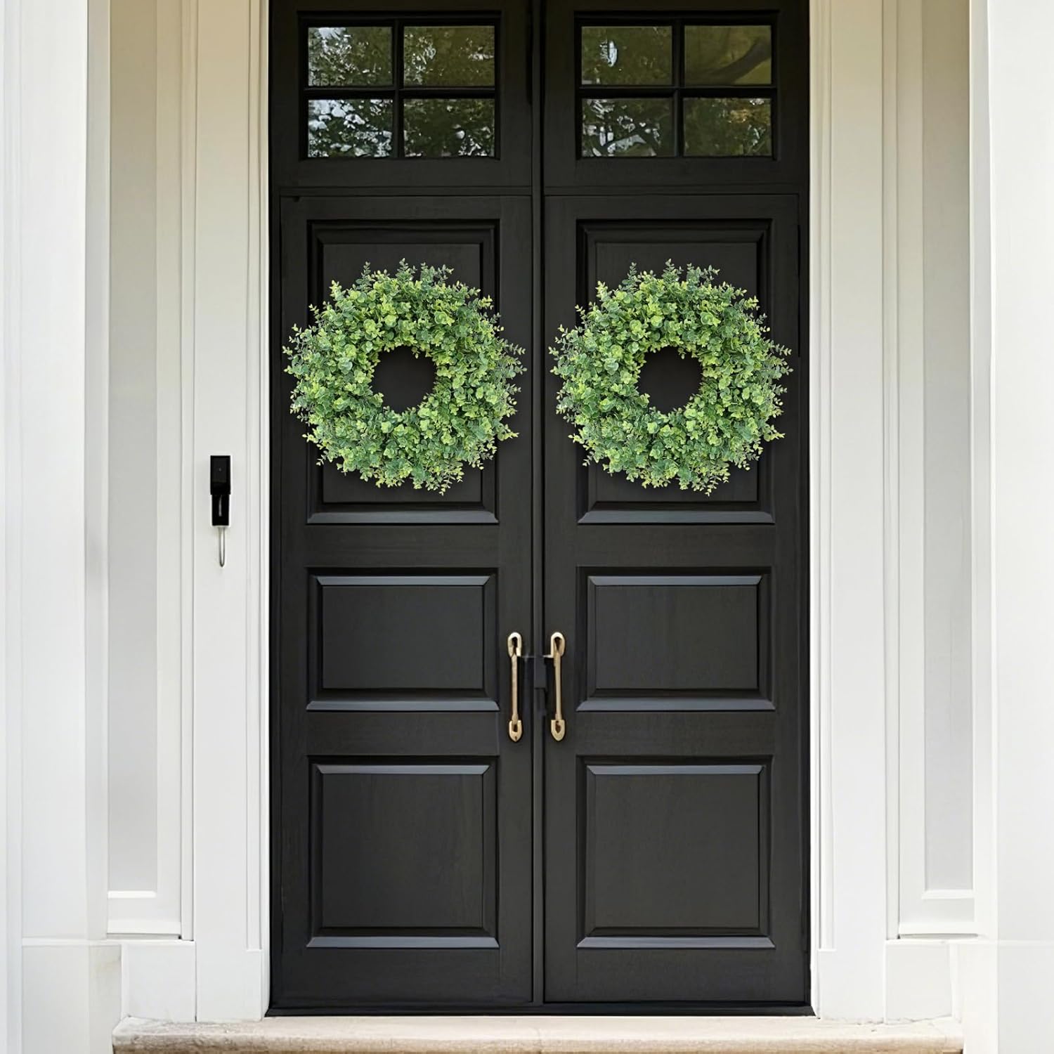 26" Boxwood Wreath for Front Door, Porch, Window - Large Artificial Boxwood Leaves Greenery Outdoor Wreath for Home, Farmhouse Decor - Spring, Summer, Fall, All Seasons (Green) - Image 7