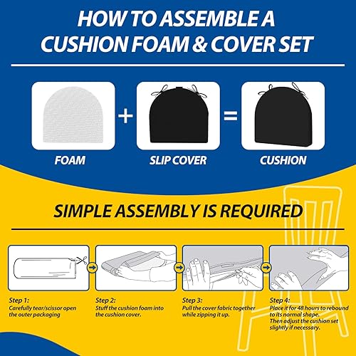 Miniatura 9 de AAAAAcessories Cojines para sillas de comedor en forma de U con lazos y funda extraíble, almohadillas para sillas de cocina de comedor de 2 pulgadas