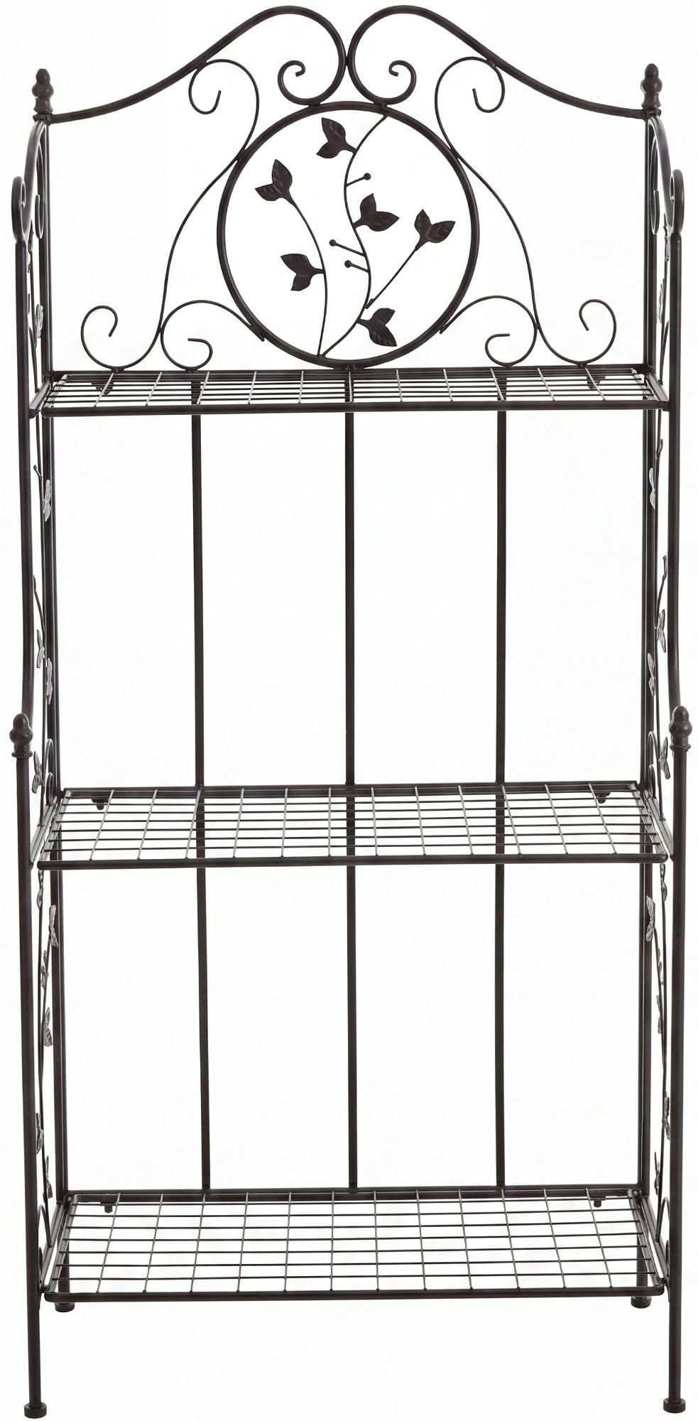CLP Standregal klappbar Reus, Etagere im Landhausstil, Pflanzenregal aus Metall, platzsparend für den Innen- und Außenbereich, Farbe:schwarz