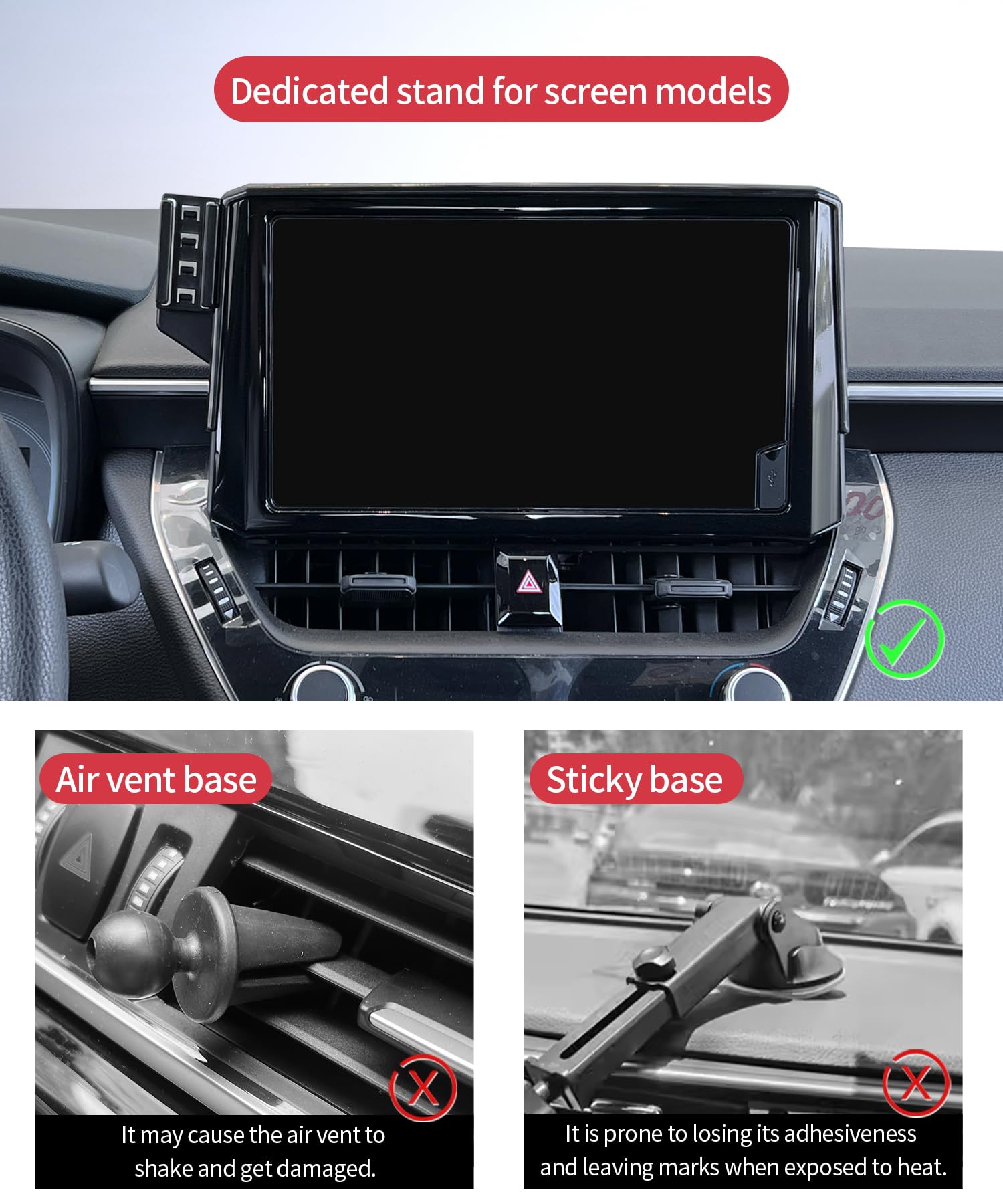 Uchwyt samochodowy do bezprzewodowego ładowania do Toyota Corolla/Hybrid 2020-2026 / Corolla Cross 2022-2026, 20.3 cm ekran stały klips, obrót o 360°, uchwyt samochodowy kompatybilny z