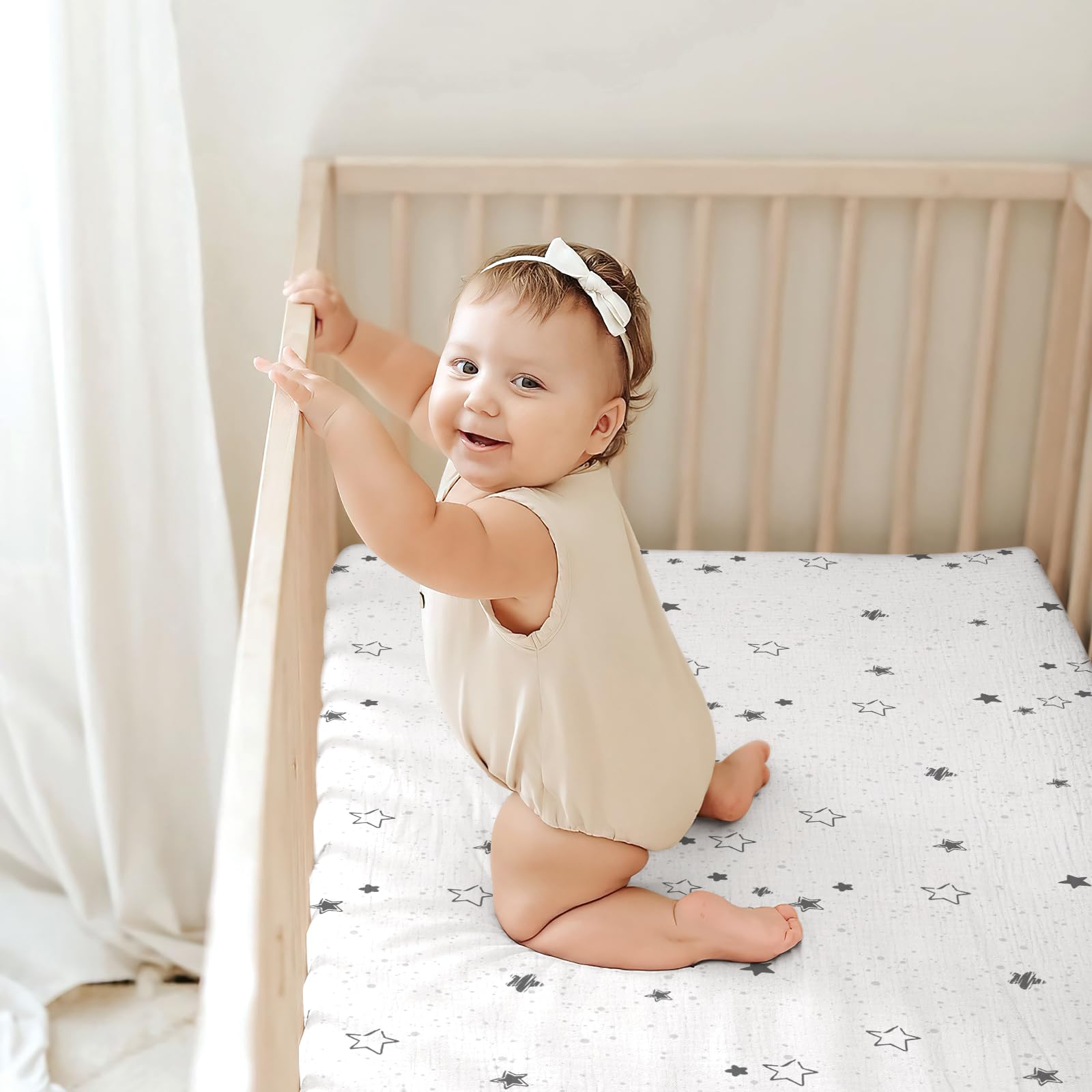 Draps Housse Bébé 70x140 Cm - Lot De 2 En Coton Bio - Respirant Et Anti-Rétrécissement - Imprimé Woodland