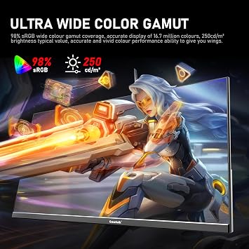 Gawfolk 24.5 Inch PC 300Hz Gaming Monitor, FHD 1080p screen,Adaptive Sync,1ms without Bezel, 98% sRGB, 178 Angle View, Built-in speaker,HDMIDisplayPort, Compatible with wall mounting 75*75MM-Black