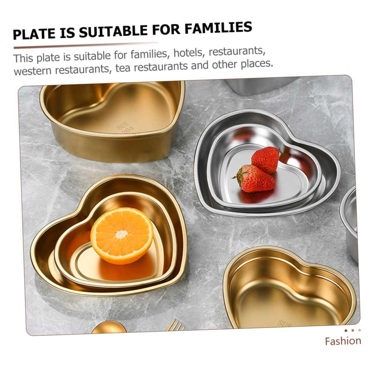 Ciieeo 5piezas Plato De Postre Corazón De Acero Inoxidable Bandeja Para Snacks y Frutas Para Decorar Mesas y Servir Dulces