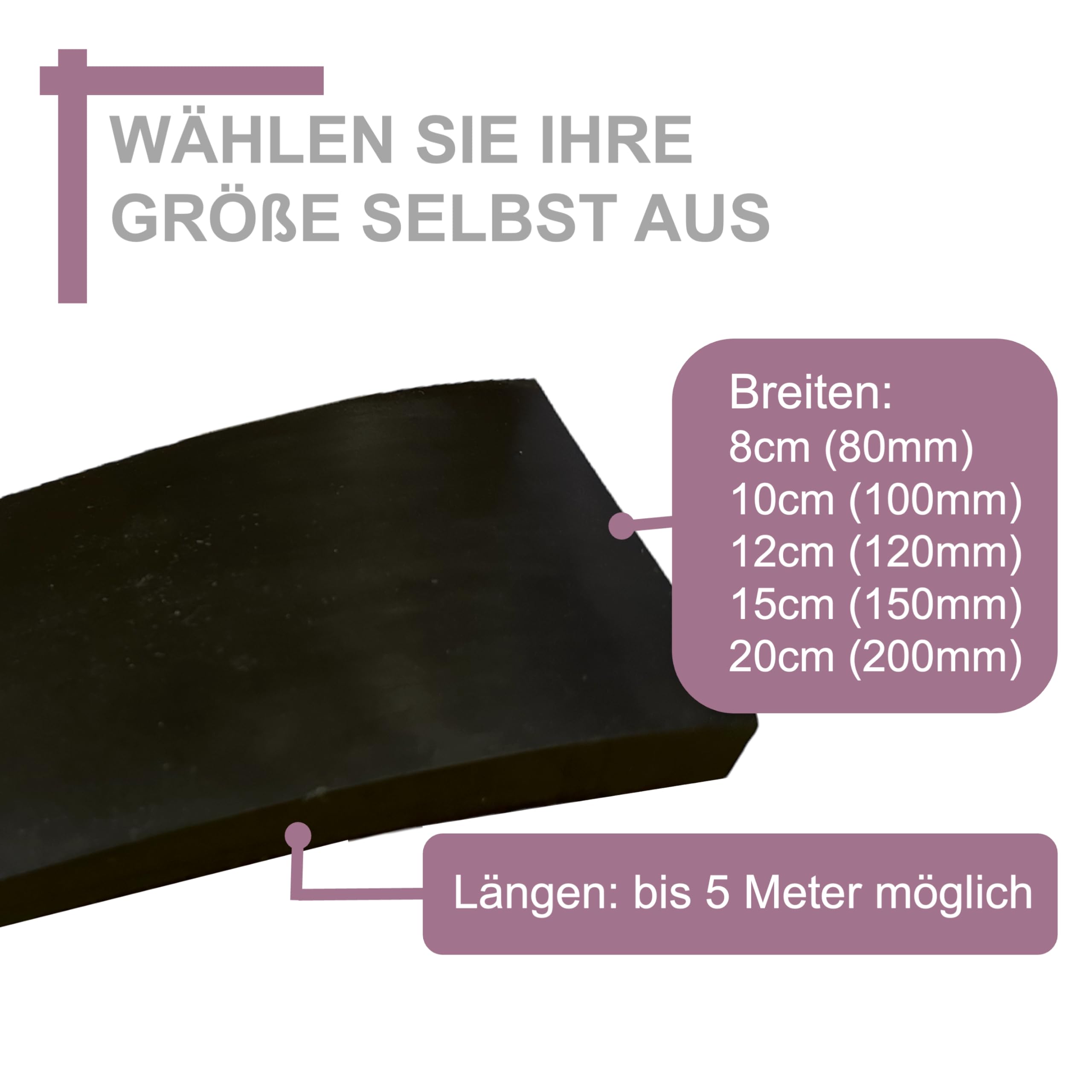 Universelle Schneeräumleiste Schürfleiste 0,5 bis 5 Meter Länge wählbar – Stärken 15mm oder 20mm - mit oder ohne Gewebeeinlage verstärkt (07. LxB: 3,0m x 80mm (8cm), Stärke: 15mm mit Gewebeeinlagen)
