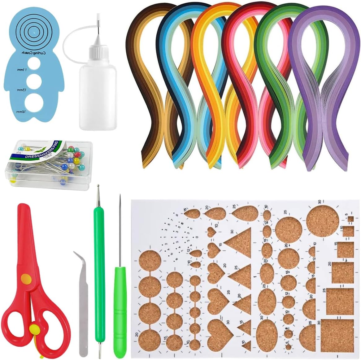 HASTHIP Paper Quilling Kit - 30 Colors Strips, Tool Set, Template Board, Curling Tool, Scissors Set, Accessories for DIY Craft, Multicolor