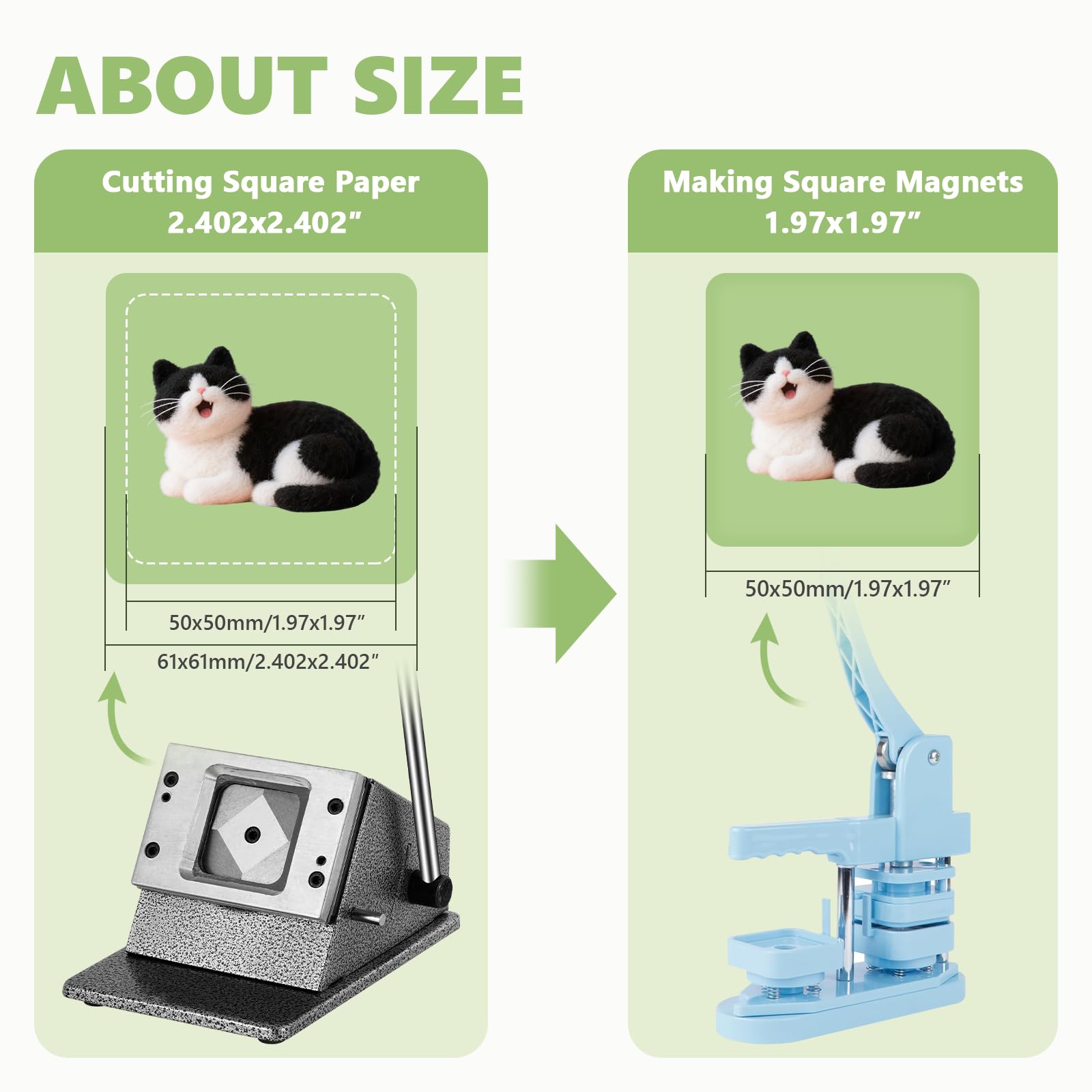2x2 Frigo Magnete Taglierina di Carta Foto Magneti Cutter Pulsante Quadrato Maker Cutter Square Paper Punch Cutter per Magneti Pulsante Fare Foto Adesivi Cardstock Taglio