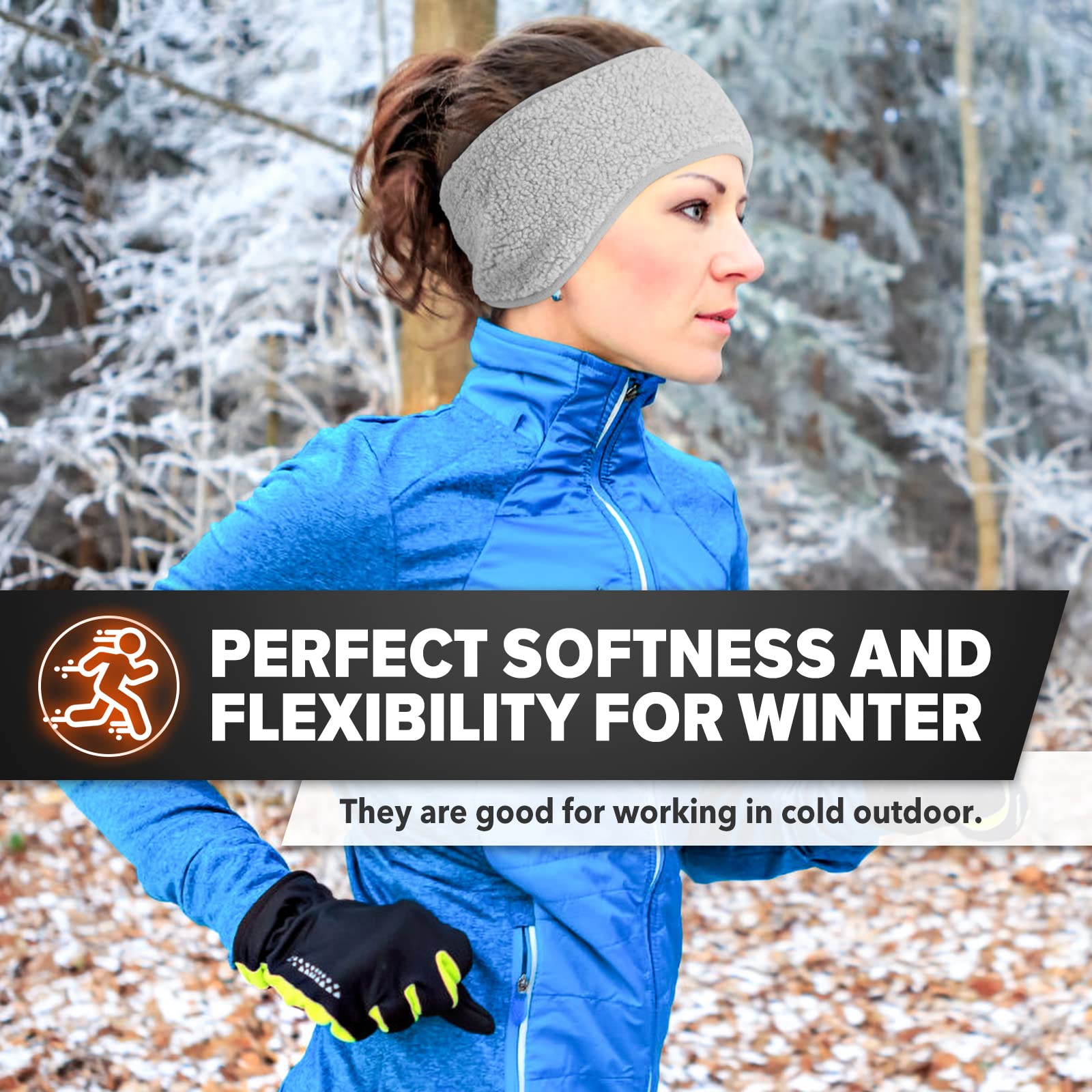 Diademas calentadoras de orejas de invierno, orejeras térmicas para hombres y mujeres en clima frío para esquí, correr, ciclismo, entrenamiento (A-2-negro + gris)