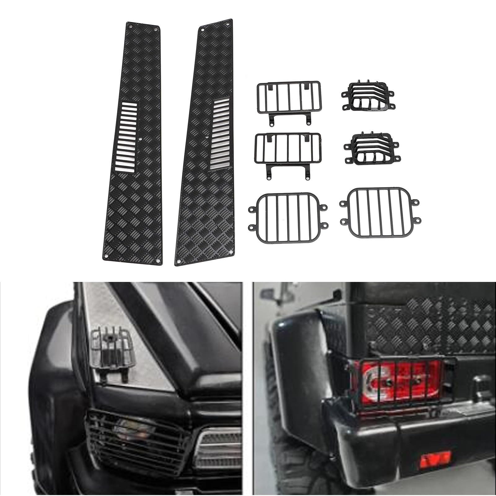 Fafeims RC Auto Lichtabdeckung - 8-teiliges Aluminium Set Für G500 G63