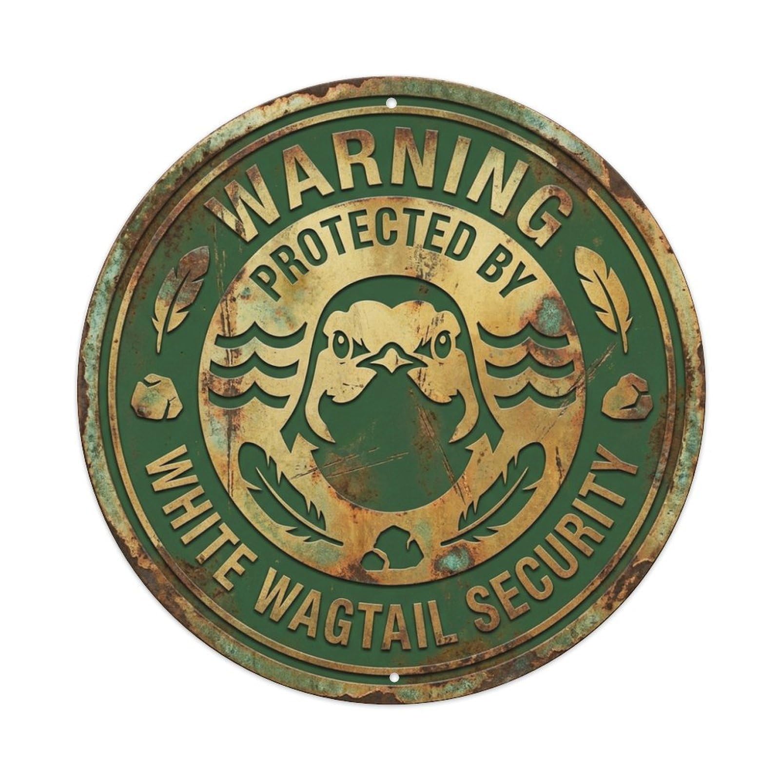Protected By White Wagtail Security Warning Bird Metal Tin Sign