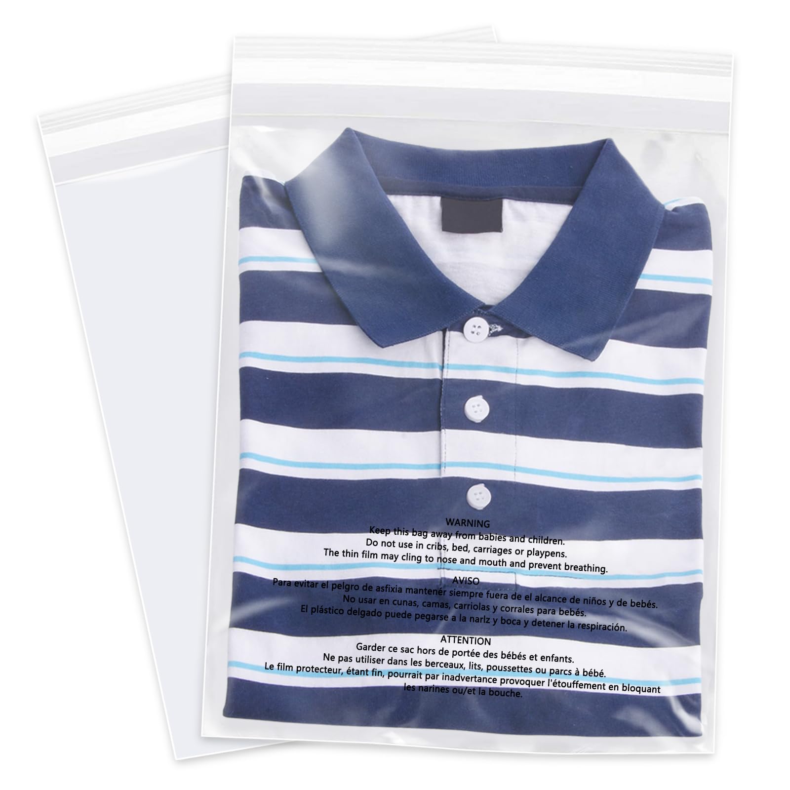 Sacs transparents auto-adhésifs 30x45 cm avec avertissement suffocation pour FBA