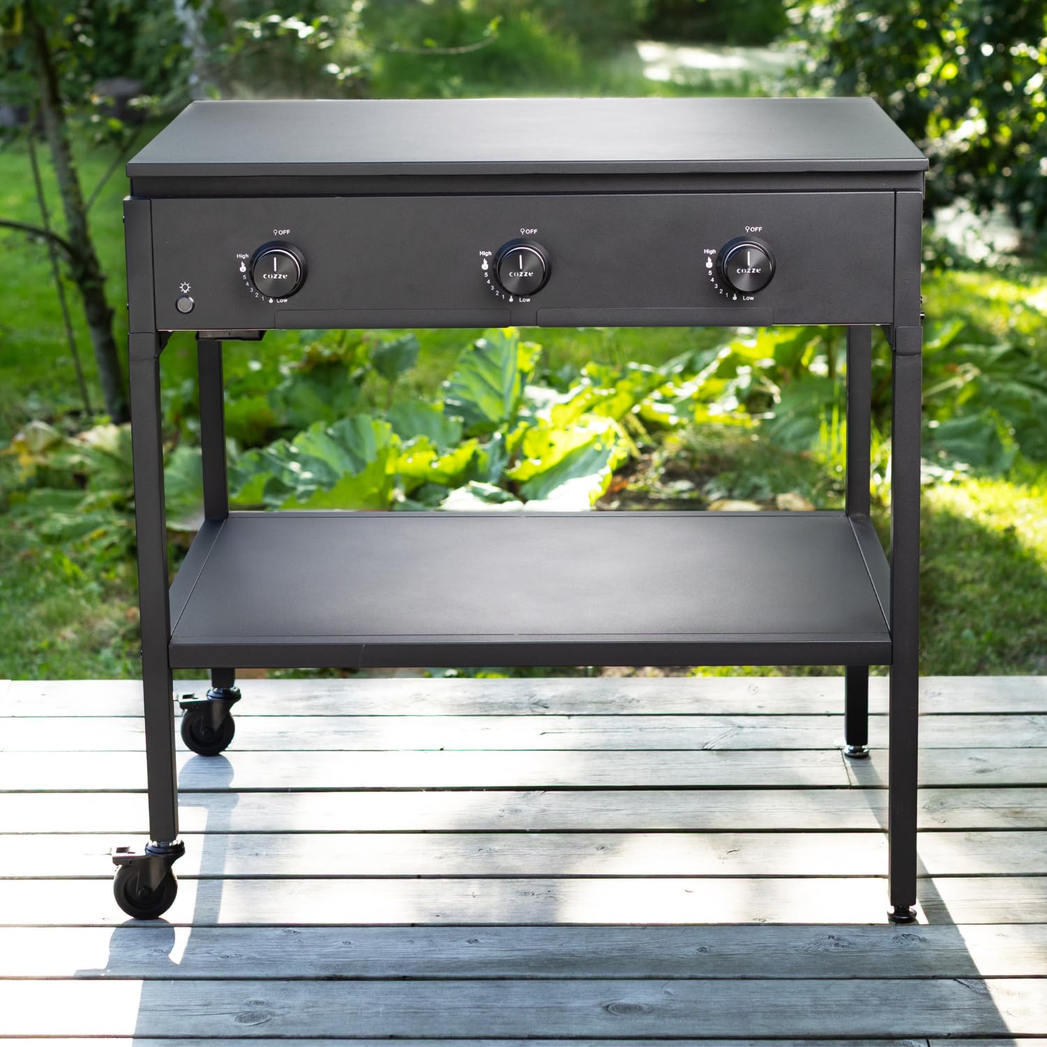 Cozze® Combo 900 – 2-en-1 Barbecue Gaz avec Plancha & Grill Viande | Station Cuisine 7,5kW avec Brûleur Infrarouge, Grande Plancha Fonte Émaillée 53cm, Allumage Rapide & Boutons Lumineux LED
