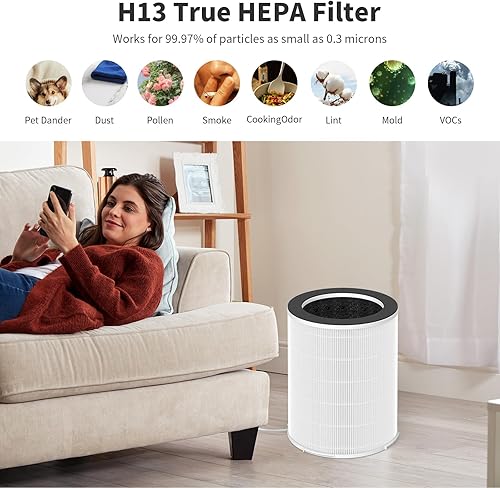 Miniatura 4 de GoKBNY Paquete de 1 filtro de repuesto KJ510B True HEPA compatible con purificador Kokofit KJ510B, sistema de filtración 3 en 1