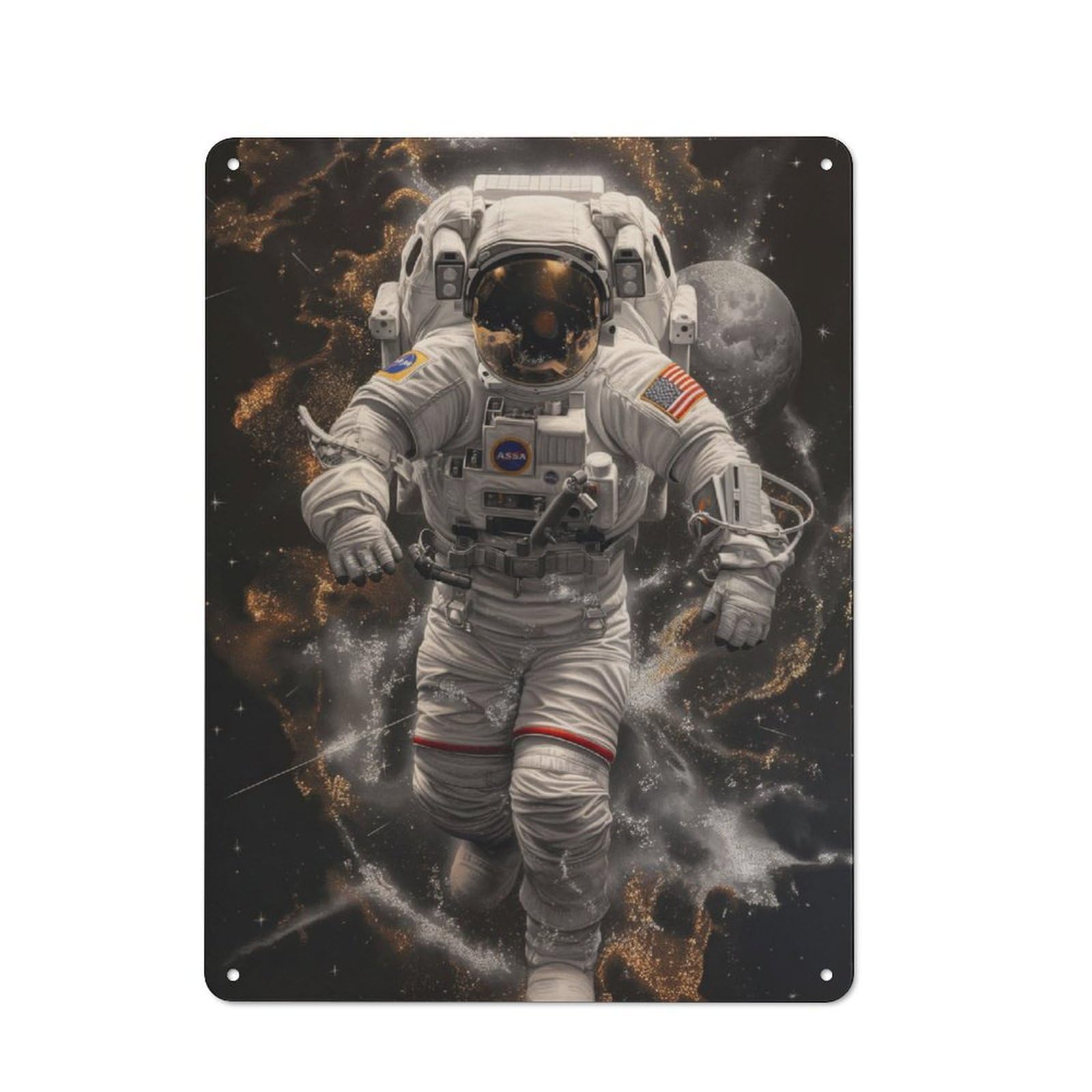 Country Country Metal Sign 40x30cm Featuring Astronaut, Rustic Kitchen Decor for Cottage, Kitchen, Hallway Or Breakfast Nook