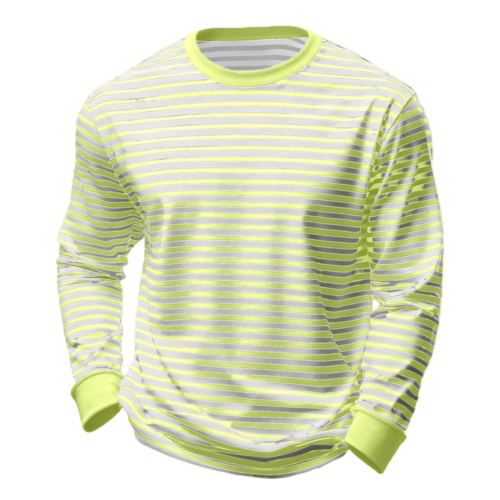 Striped Shirt Men Women Red White Long Sleeve T-Shirt Carnival Long Sleeve T-Shirt Horizontal Stripes Wide Stripes Fine Stripes Crew Neck Leisure Top Striped Shirt Fancy Dress Costumes, light yellow