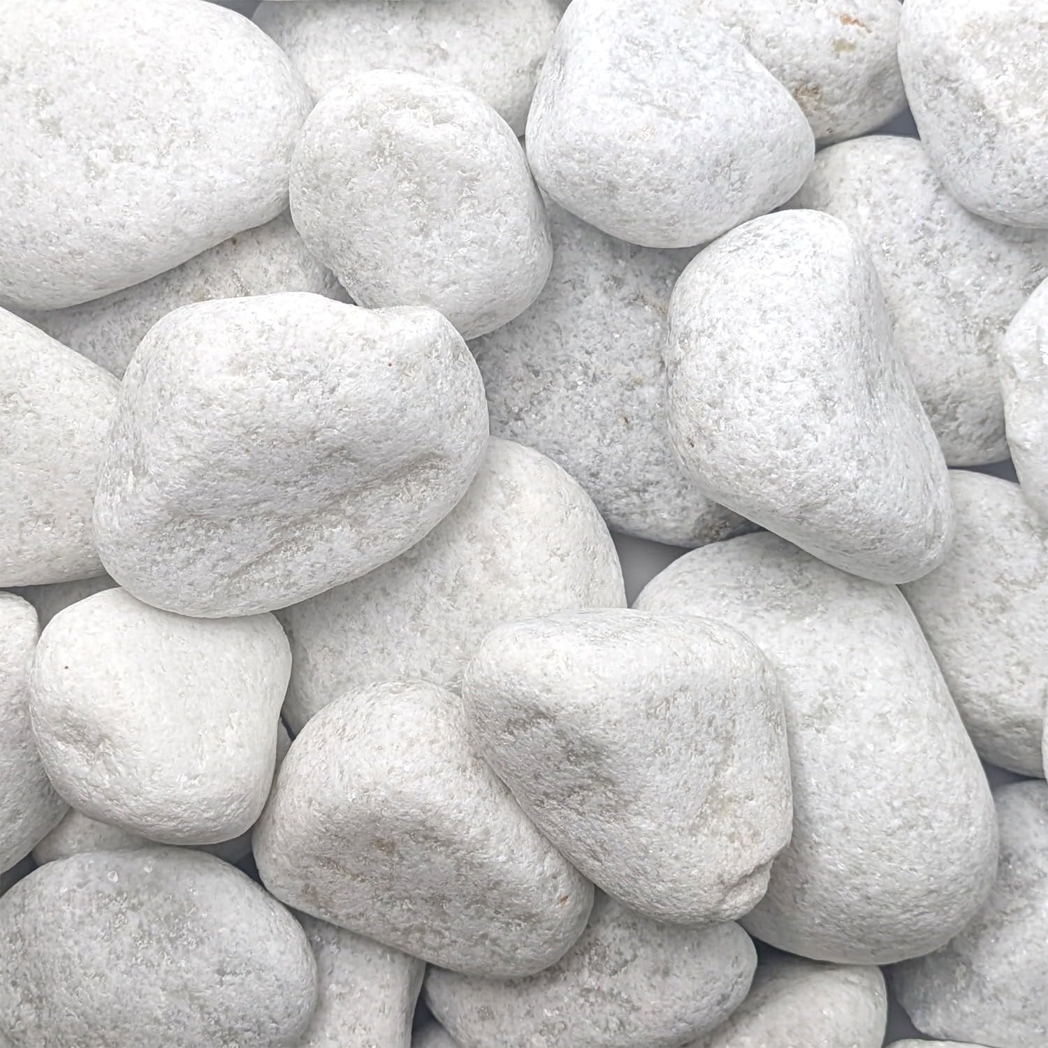 Elixir Gardens 80kg White Marble Cobbles (40mm-80mm) | Decorative Outdoor Stone Aggregate & Lansdscaping Gravel