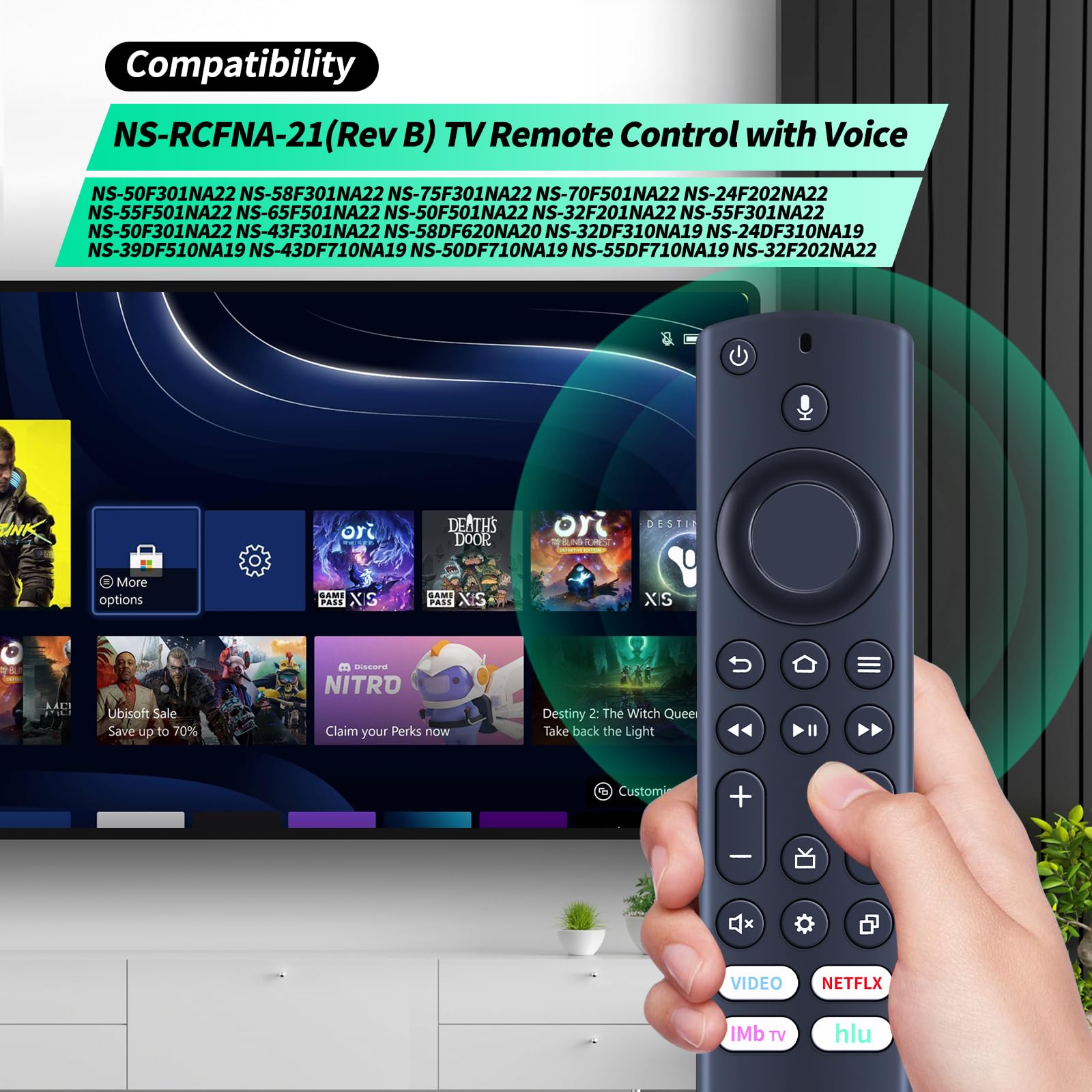 NS-RCFNA-21 Telecomando di ricambio vocale per Insignia TV NS-50DF710NA21 NS-50DF711SE21 NS-50F301NA22 NS-40D510NA21 NS-42F201NA22 NS-43DF710NA21 NS-710NA21 0DF7100 NA21 NS-55DF710NA21