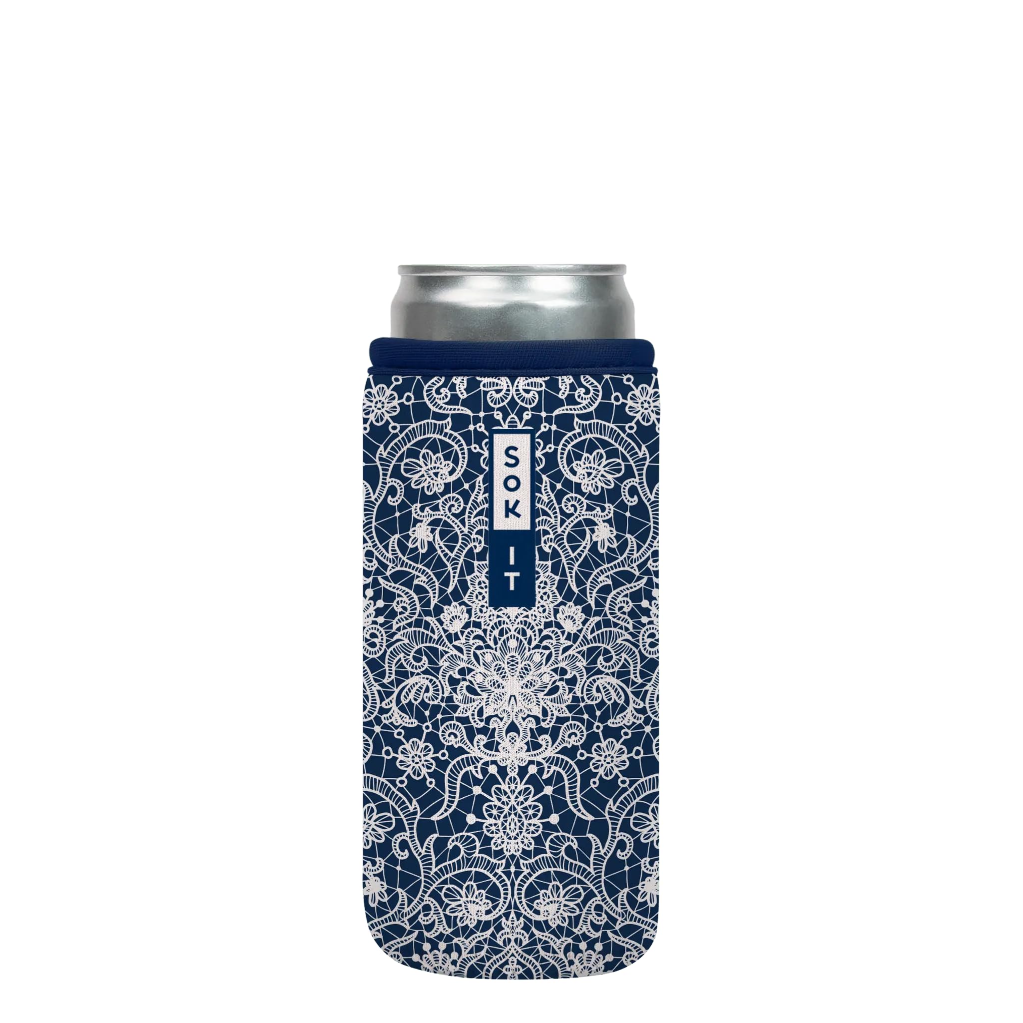 Sok It CanSok Sleeve for Beer & Soda Insulated Neoprene Cover (Royal Lace, 12oz Slim Can Sleeve) — image 1