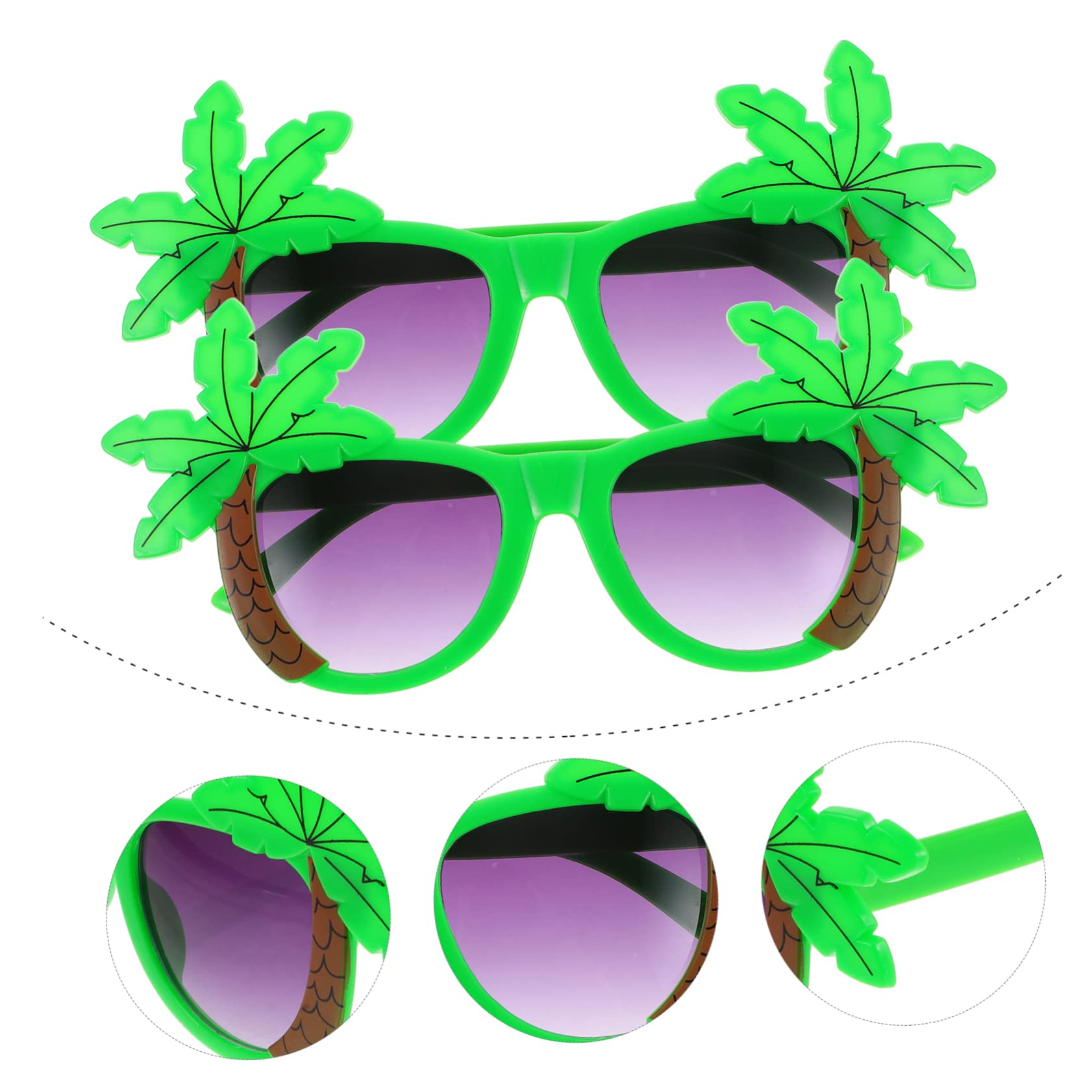 4 Set Occhiali Hawaiani Divertenti Accessori Per Feste Design Con Palma E Cocco Per Party Luau E Compleanni Atmosfera E Unica 2 Pezzi * 4