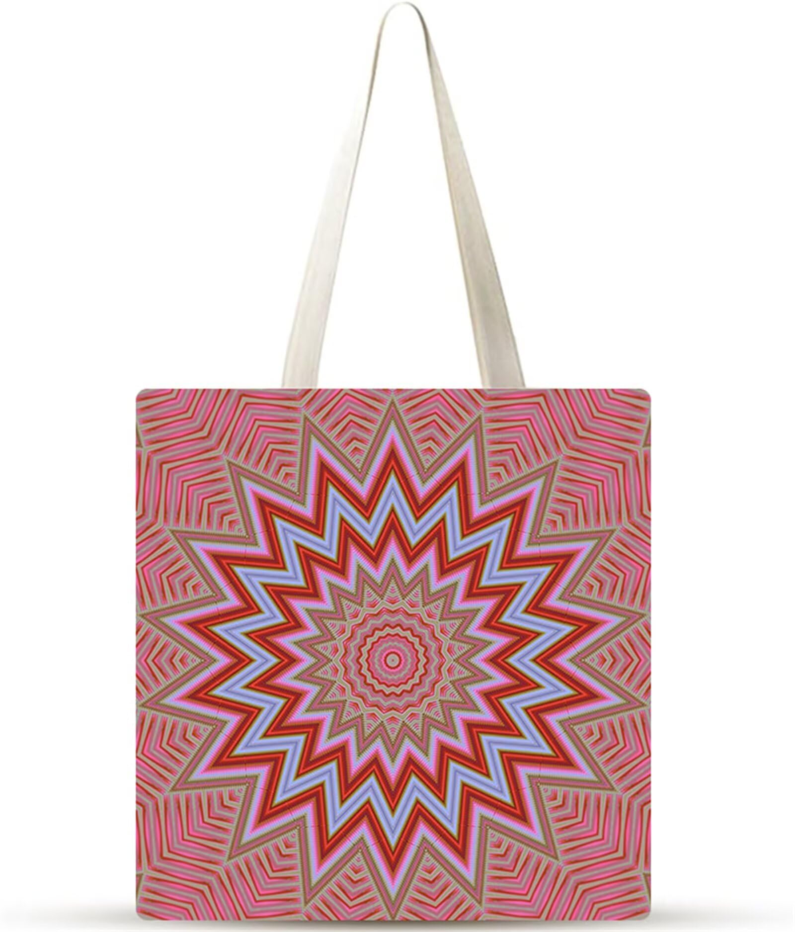 Fiore di mandala rosa Borsa Tela,Tote Bag Tela,Borse per la Shopper Lavabili,Senza cerniera Borsa Tela,Canvas Tote Bag da Donna Regali per Shopping,Scuola,Viaggi,Spiaggia