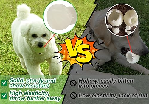 Miniatura 5 de Vitalili 2 bolas de goma brillantes para perros, bolas de juguete para agua, pelota de entrenamiento para perros de alto rebote resistente a las