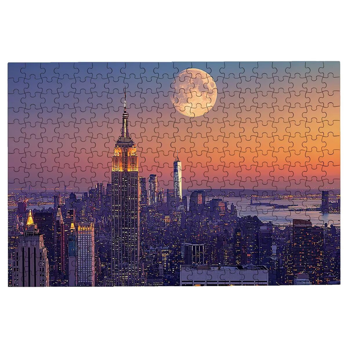 5000 sztuk puzzli dla dorosłych, Nowy Jork puzzle dla dorosłych, 5000 sztuk, księżycowa łamigłówka, wymagająca gra dla całej rodziny, klasyczne drewniane układanki, odpowiednie do wystroju wnętrz