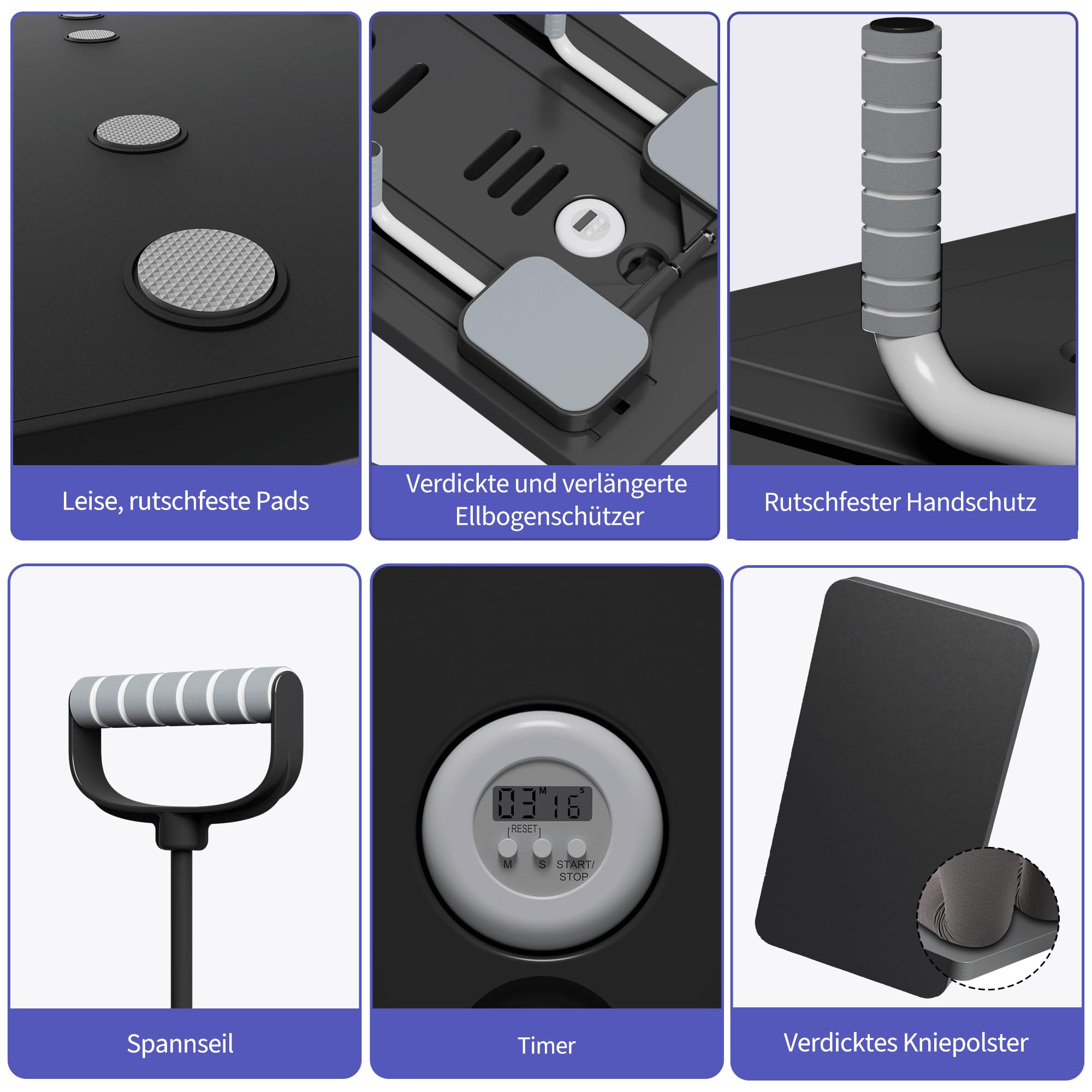 Pilates Board, Faltbarer Pilates Reformer Maschine Set Für Zuhause, Multifunktionales Core-Trainingsgerät Mit Automatischer Rückprallroll und Handyhalter Für Home Workout Equipment