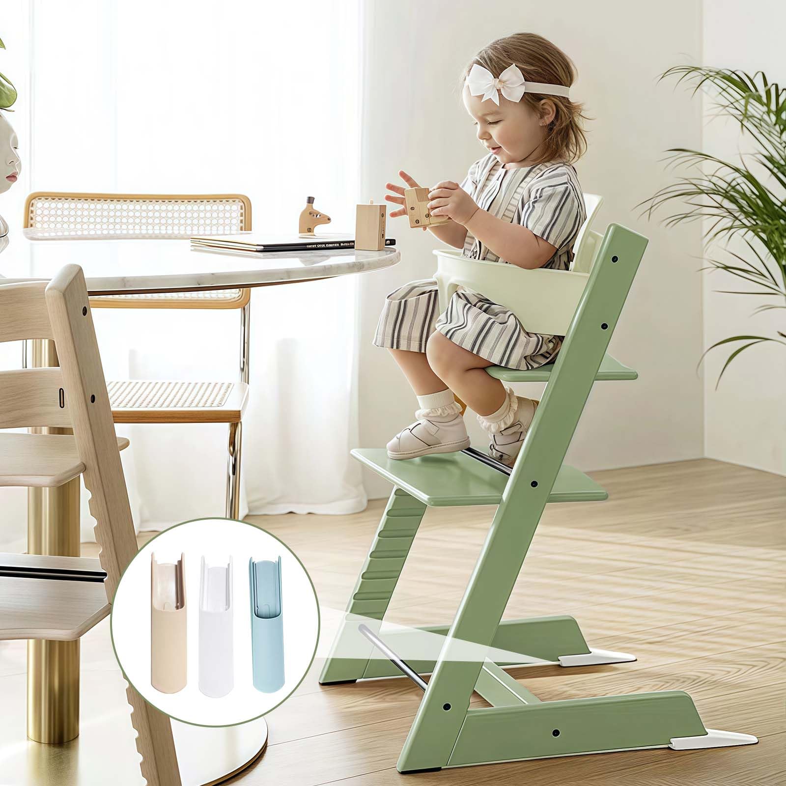 Stokke Tripp Trapp Protezione Antiribaltamento 2 Pezzi Set Pattini Estesi Accessorio Prolungamento Base Coprigamba Colore Legno