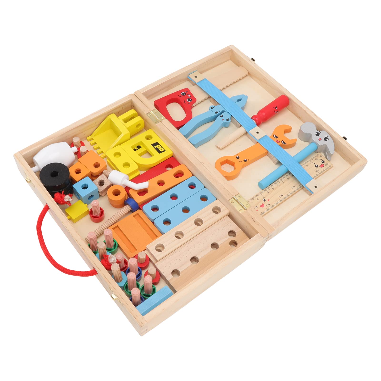 Caja de Herramientas de Madera, Juguetes, Rompecabezas, Juguete para Niños, Tiempo de Juego Educativo, 11,8 "X 2,6" X 7,9"