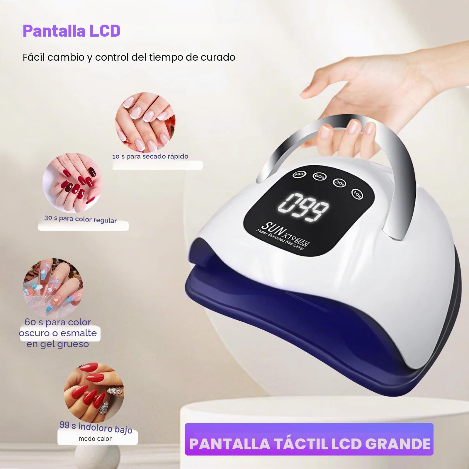 Lámpara de uñas LED UV de 320 W, secador de uñas para uñas de gel con 72 perlas de lámpara, pantalla táctil, 4 temporizadores y sensor automático, ideal para salón de belleza, secador de uñas para