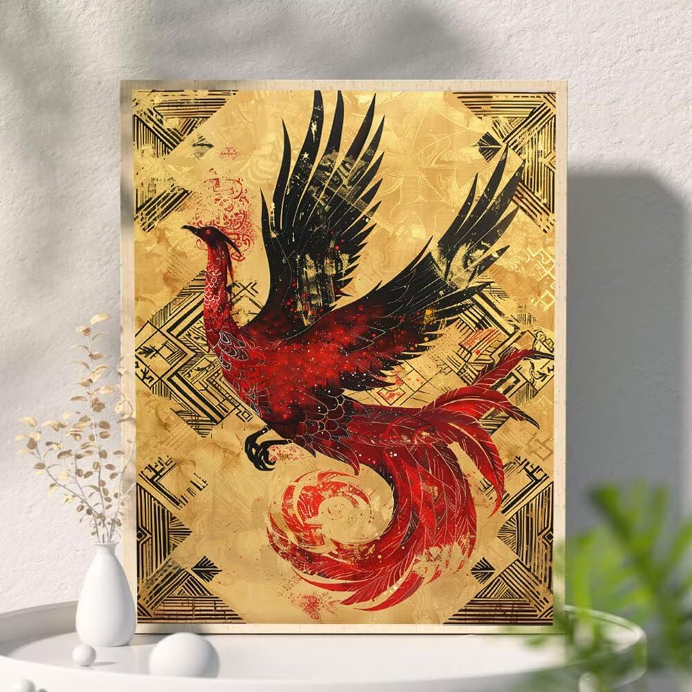 DIY diamentowe zestawy artystyczne dla dorosłych, papier feniks 5D pełne wiercenie kwadratowy diamentowy obraz sztuka klejnotów, mozaika haft prezent do domu dekoracja ścienna salon pokój na drzwi