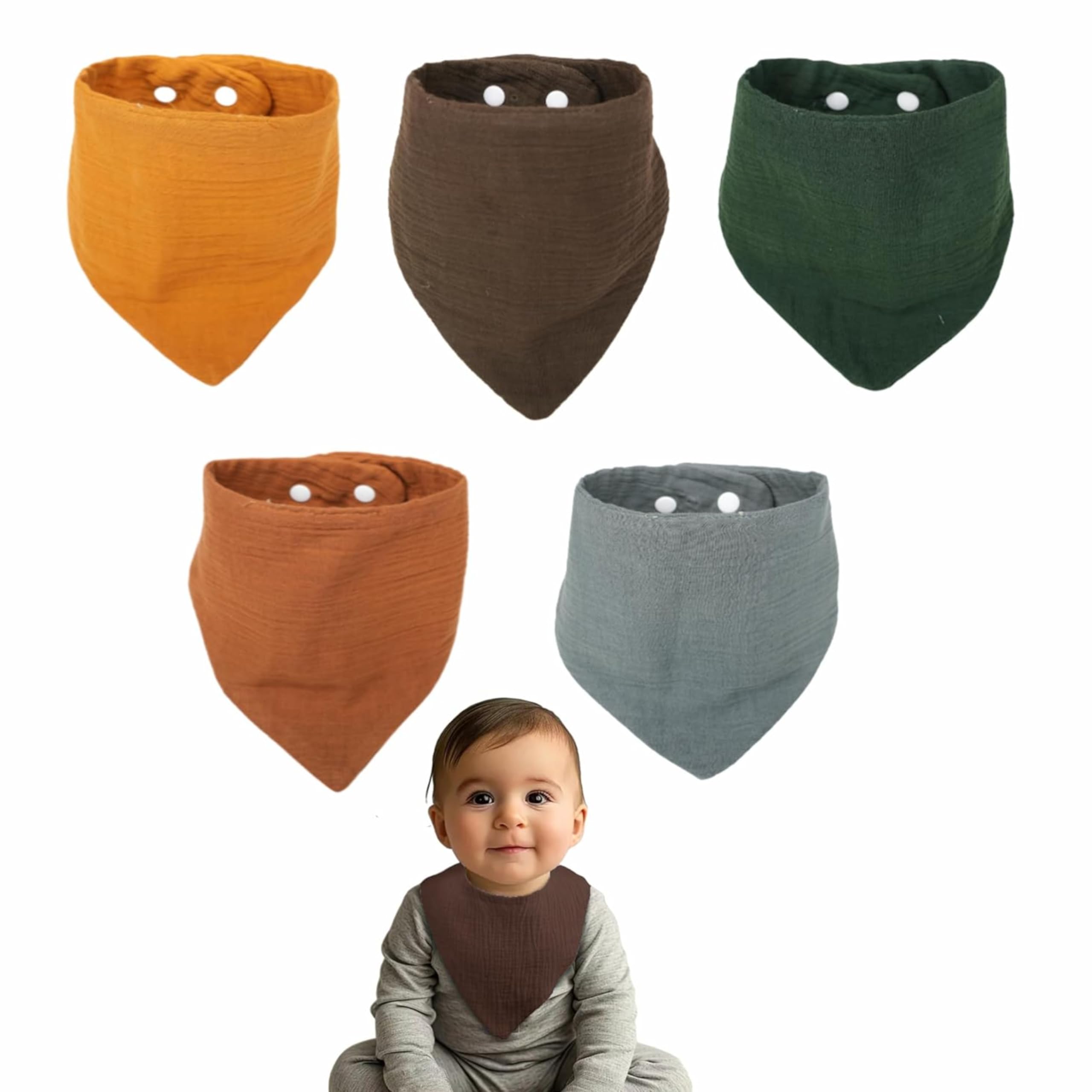 Motherly Crinkled Muslin Baby Bibs – Soft, Lightweight, Adjustable, Perfect for Newborns to 12 Months Baby-image-14