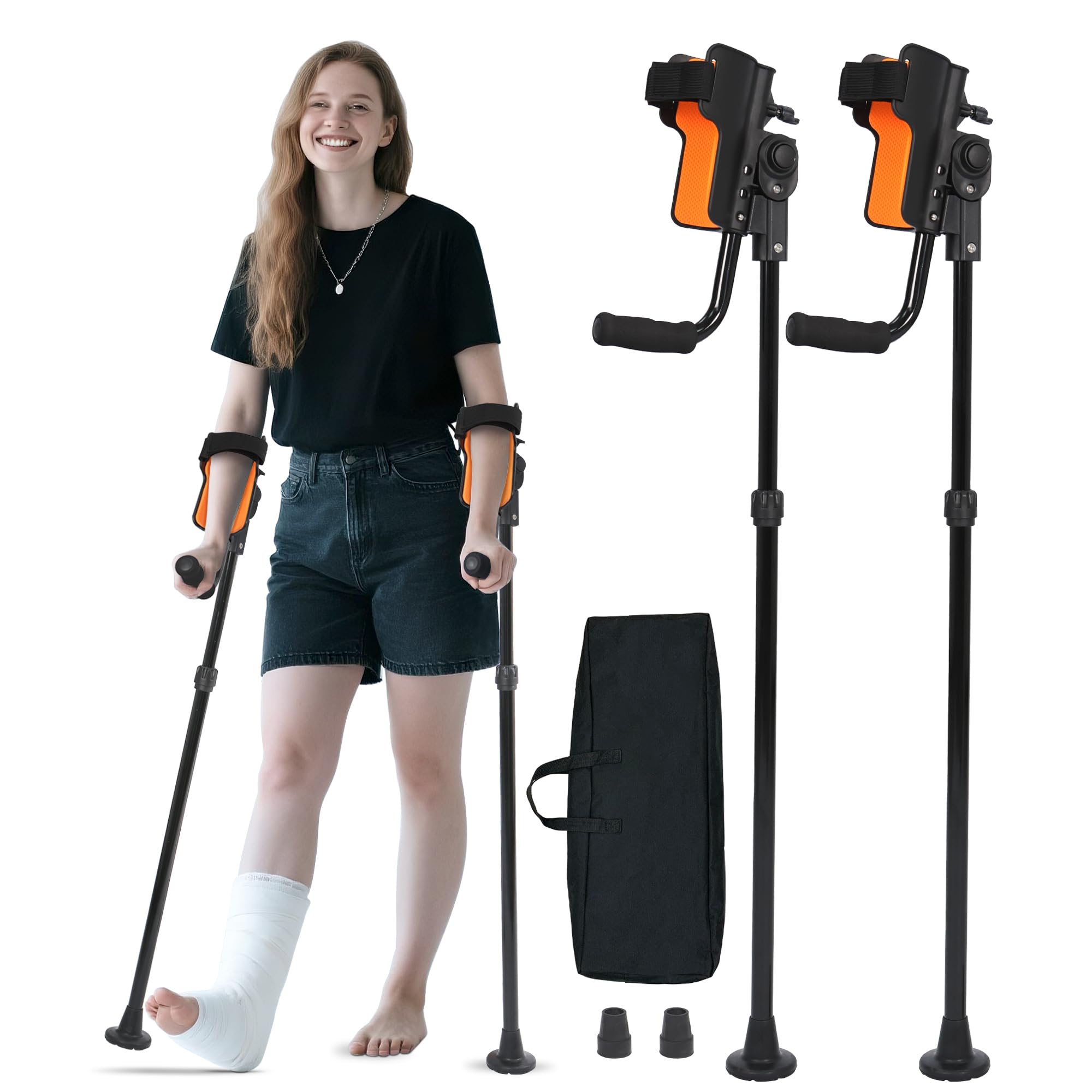 Photo 1 of PIDOSO Forearm Crutches - Adjustable Height, Foldable, Non-Slip