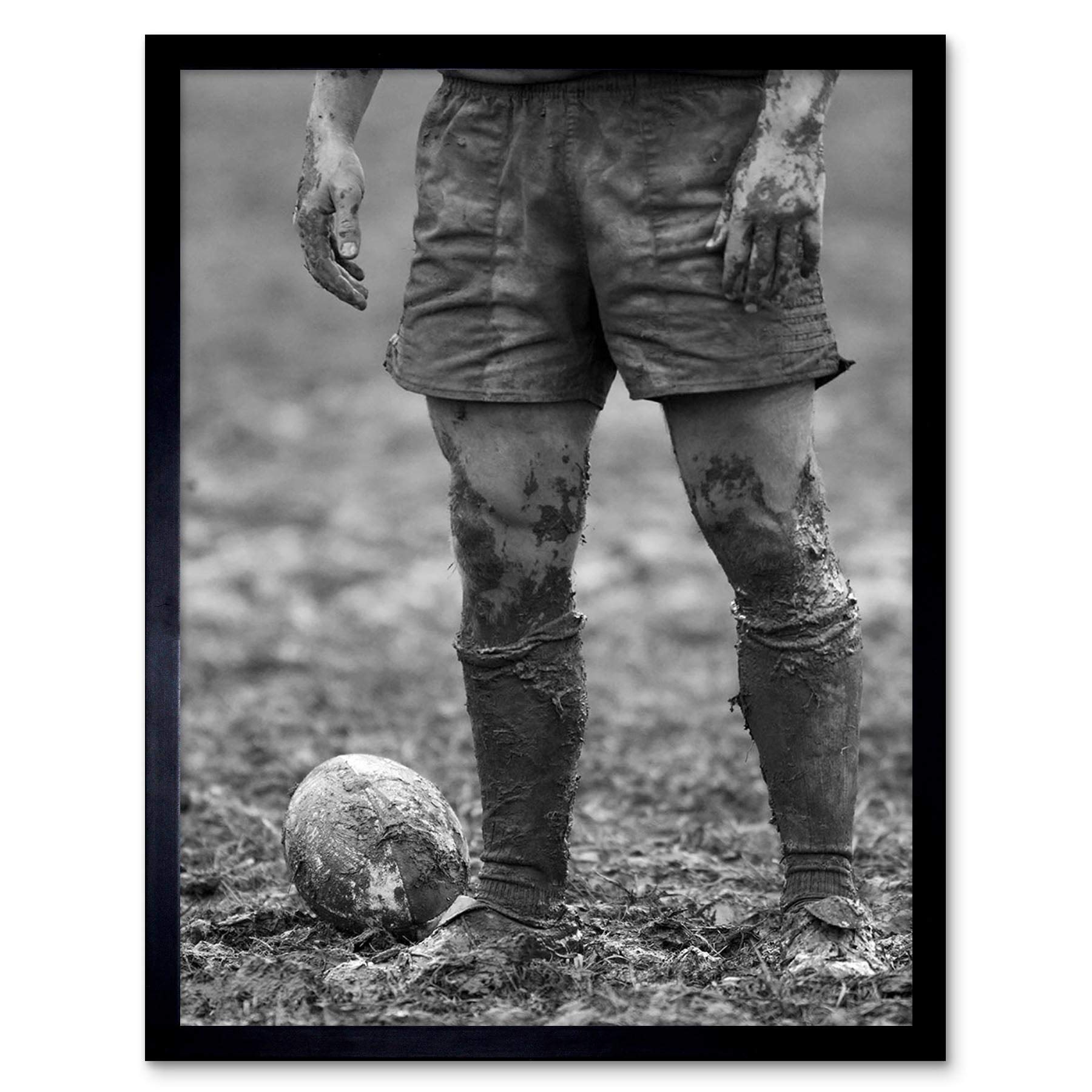 Wee Blue Coo Dt Ball Rugby Mud Bowl Art Print Framed Poster Wall Decor 12X16 Inch