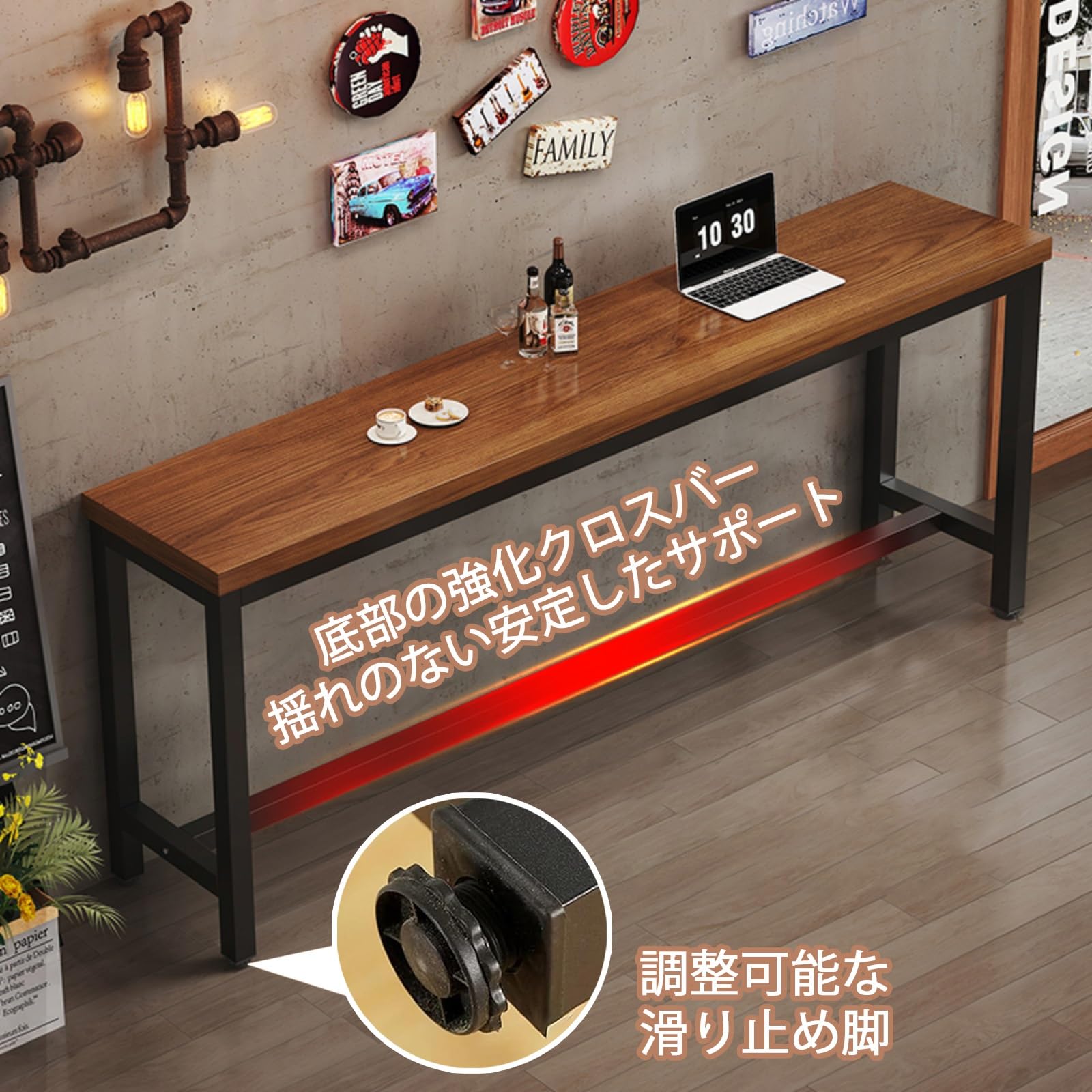 Amazon｜CTREVL 木製 カウンターテーブル 高さ100cm ウォールバー 
