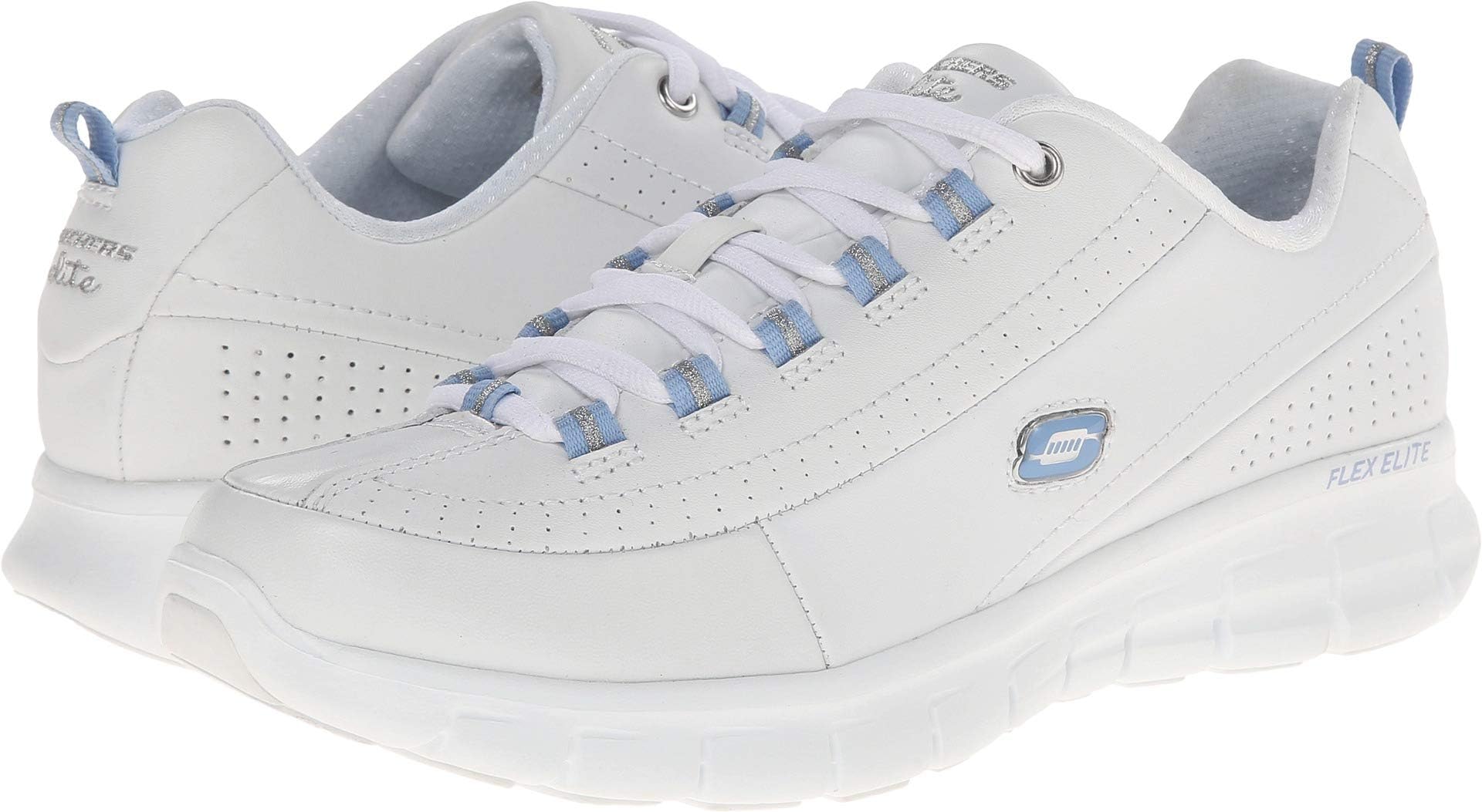 Skechers Synergy Elite Status Womens Athletic Walking Sneakers White/Blue 7.5 W